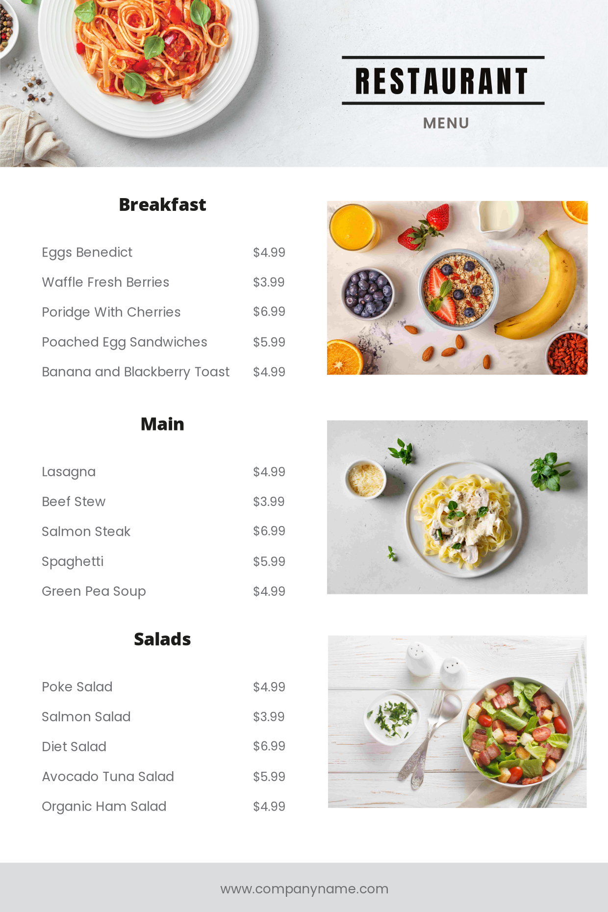 menu design template