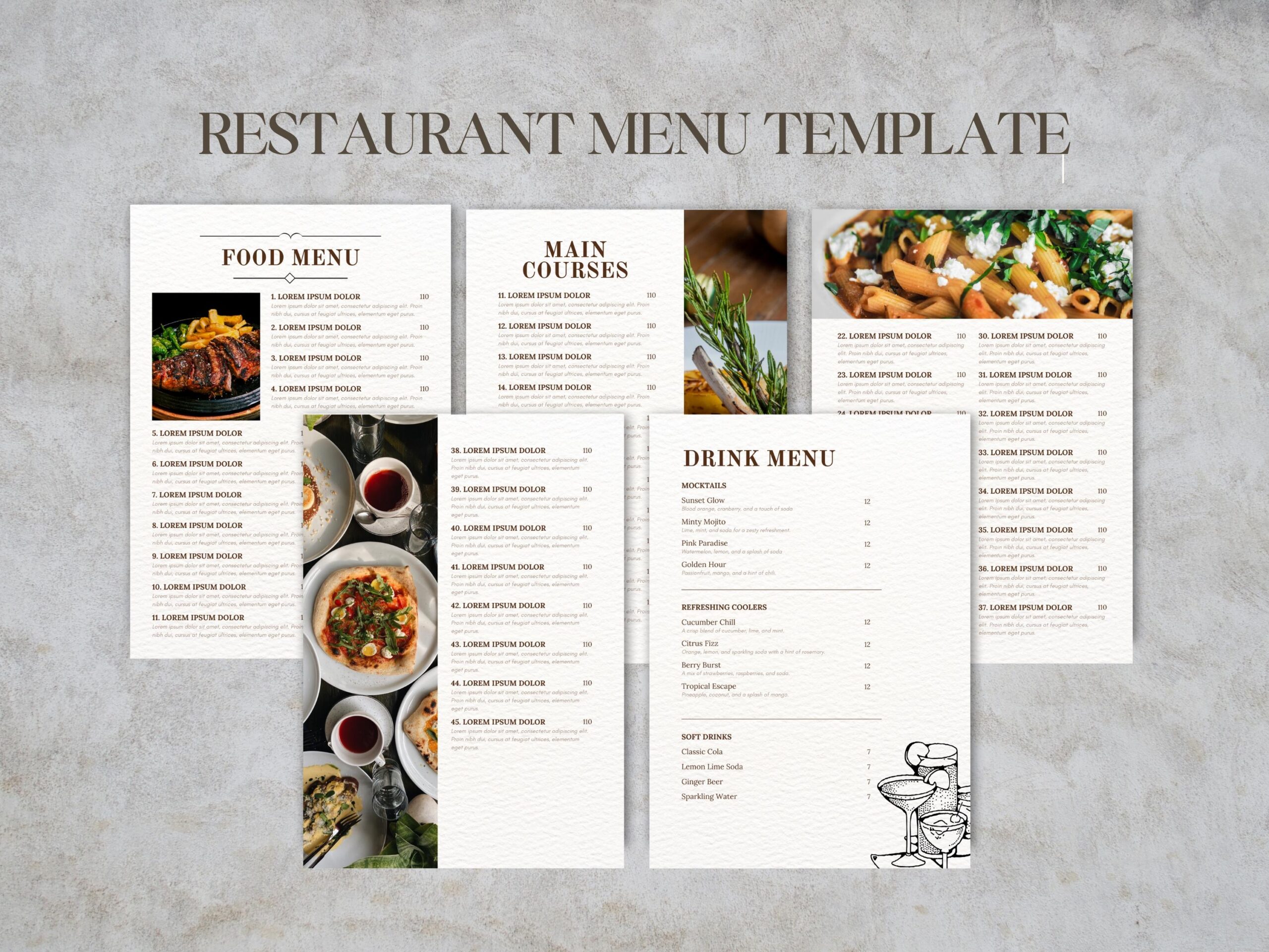 Elegant Restaurant Menu Template Editable Food Drink Menu A4 Etsy