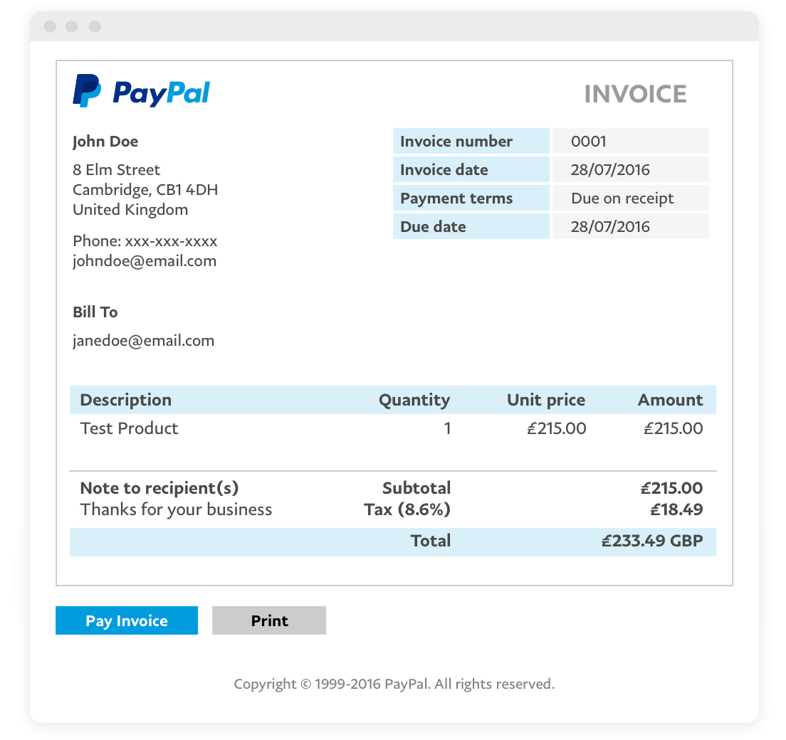 Email Invoices Business Solutions PayPal SC