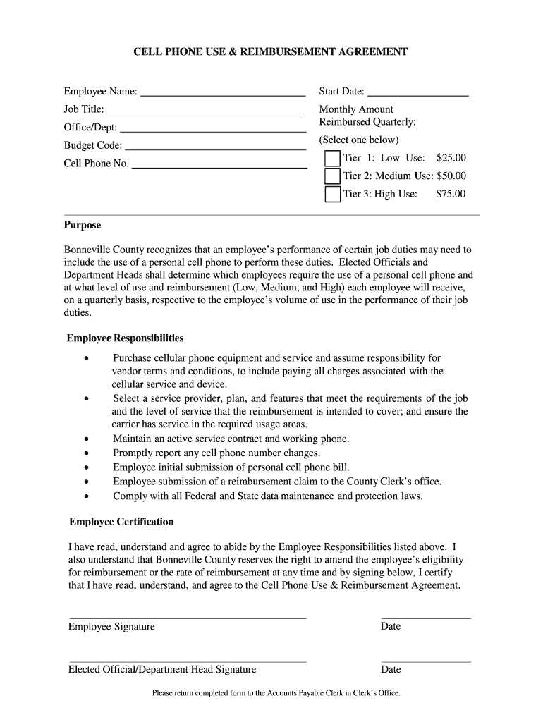 Employee Cell Phone Agreement Template Fill Out Sign Online DocHub