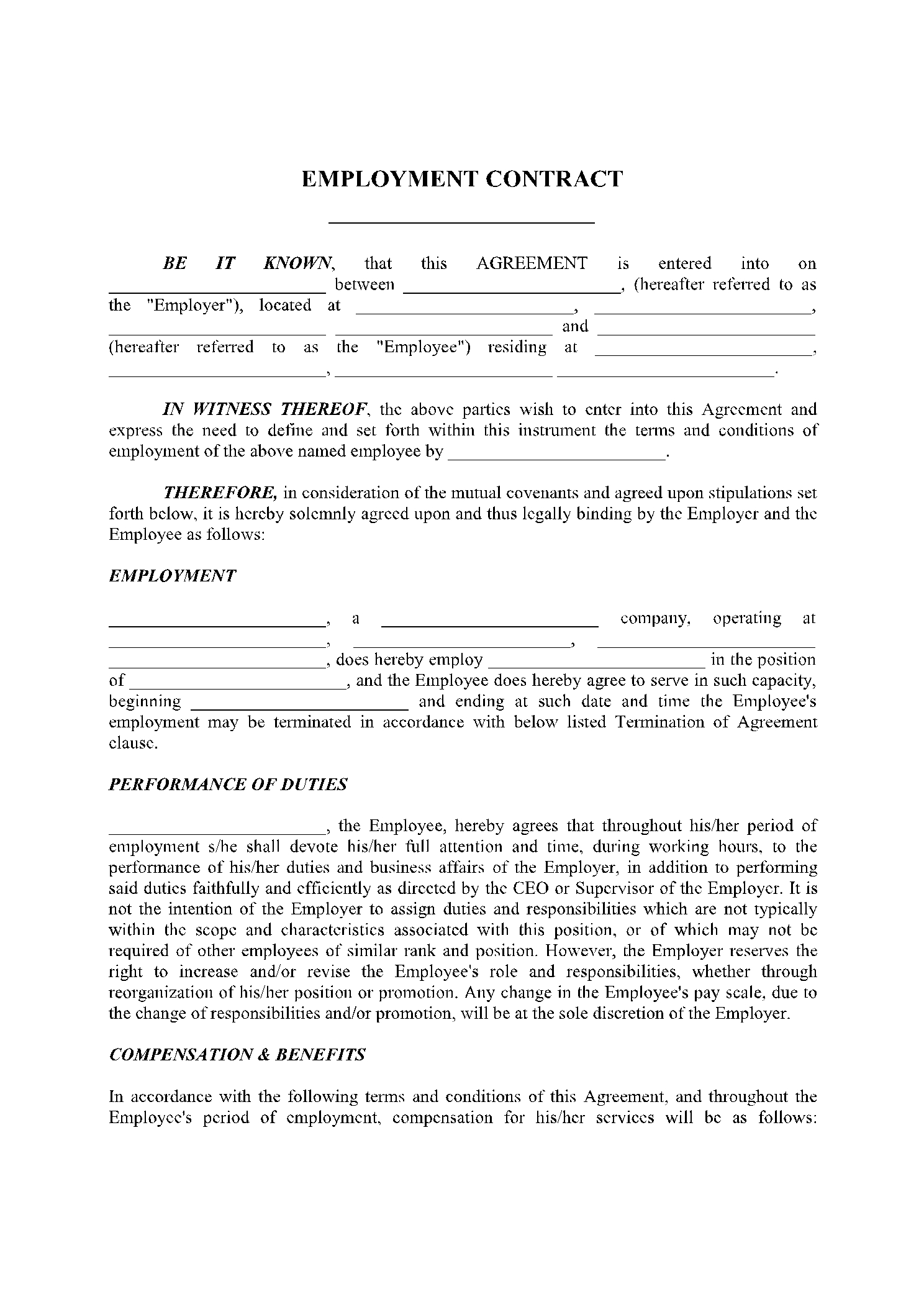 Employement Contract Template In 2021 Free Sample CocoSign