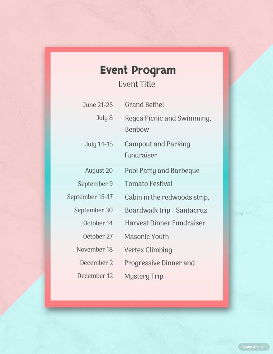 Event Program Template In Pages Google Docs Word Download Template Event Program Template In Pages Google Docs Word Download Template