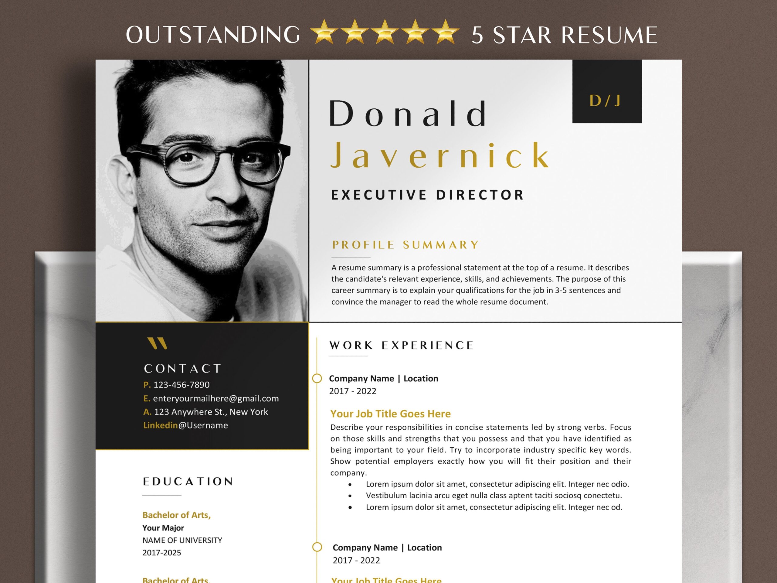 Executive Director Resume Template Word Google Docs Creative Sales Manager Cv Format Modern Cover Letter Creative References 1 3 Page Etsy