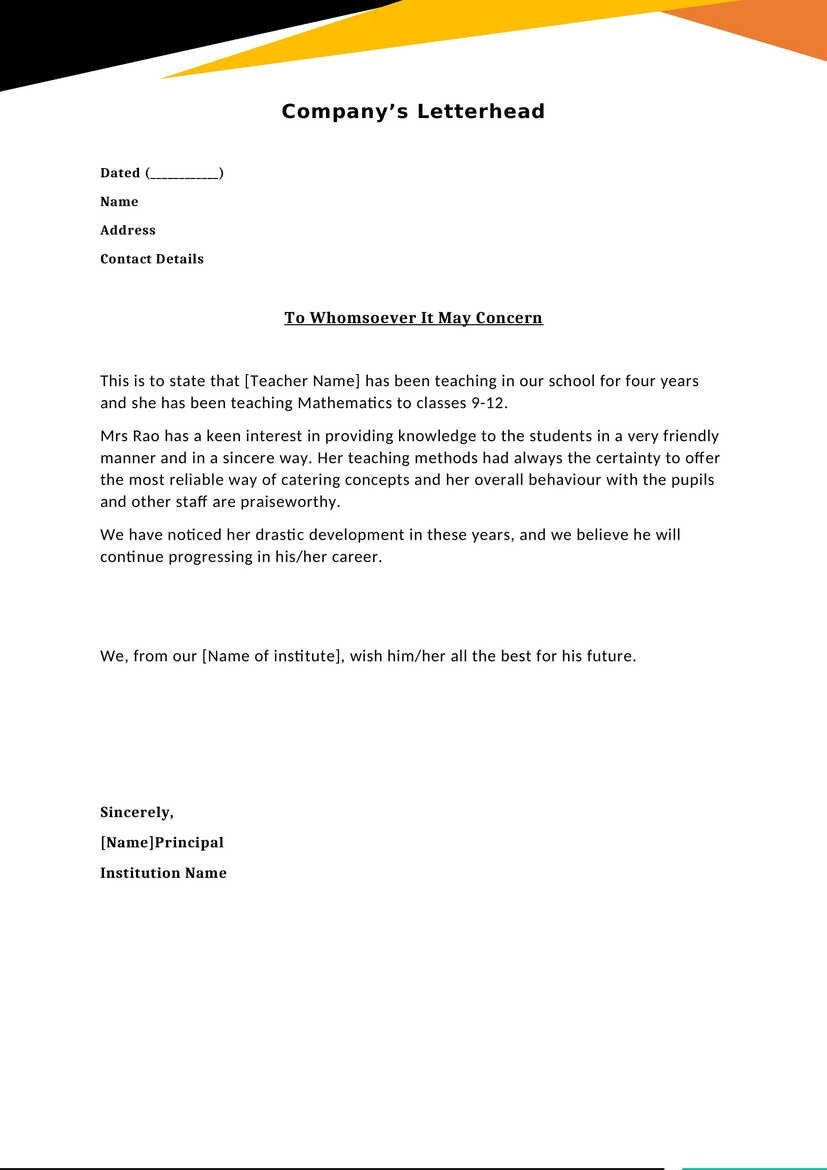 Experience Letter Template Free Download In Word docx Experience Letter Template Free Download In Word docx
