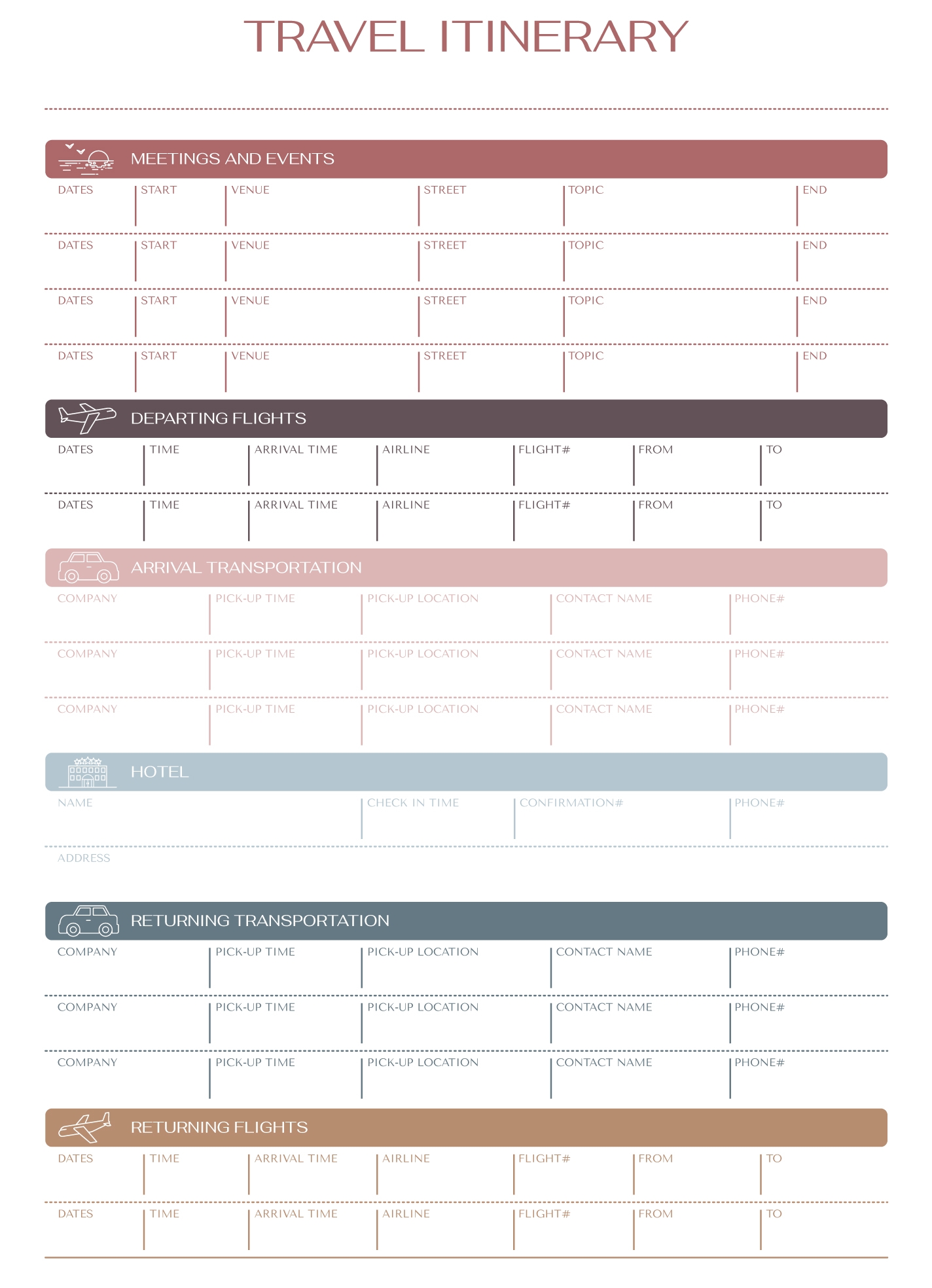 Flight Itinerary Free Google Docs Template Gdoc io