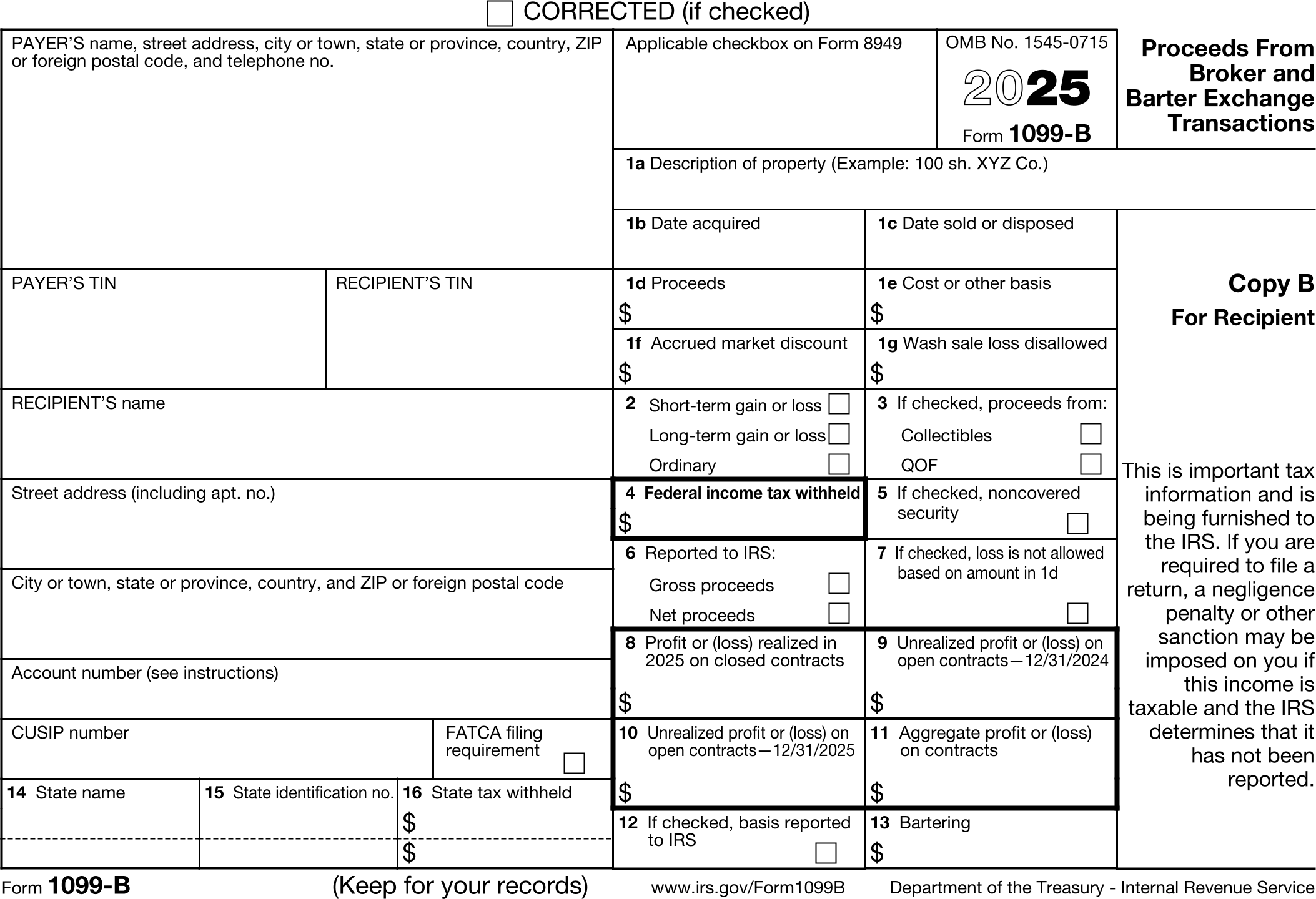 Form 1099 B