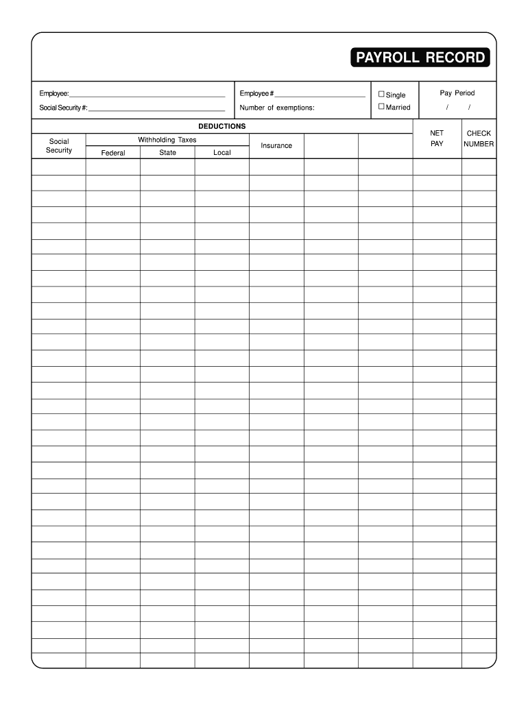 Forms Payroll Record Blank Fillable Template Fill Out Print Download PDF PdfFiller