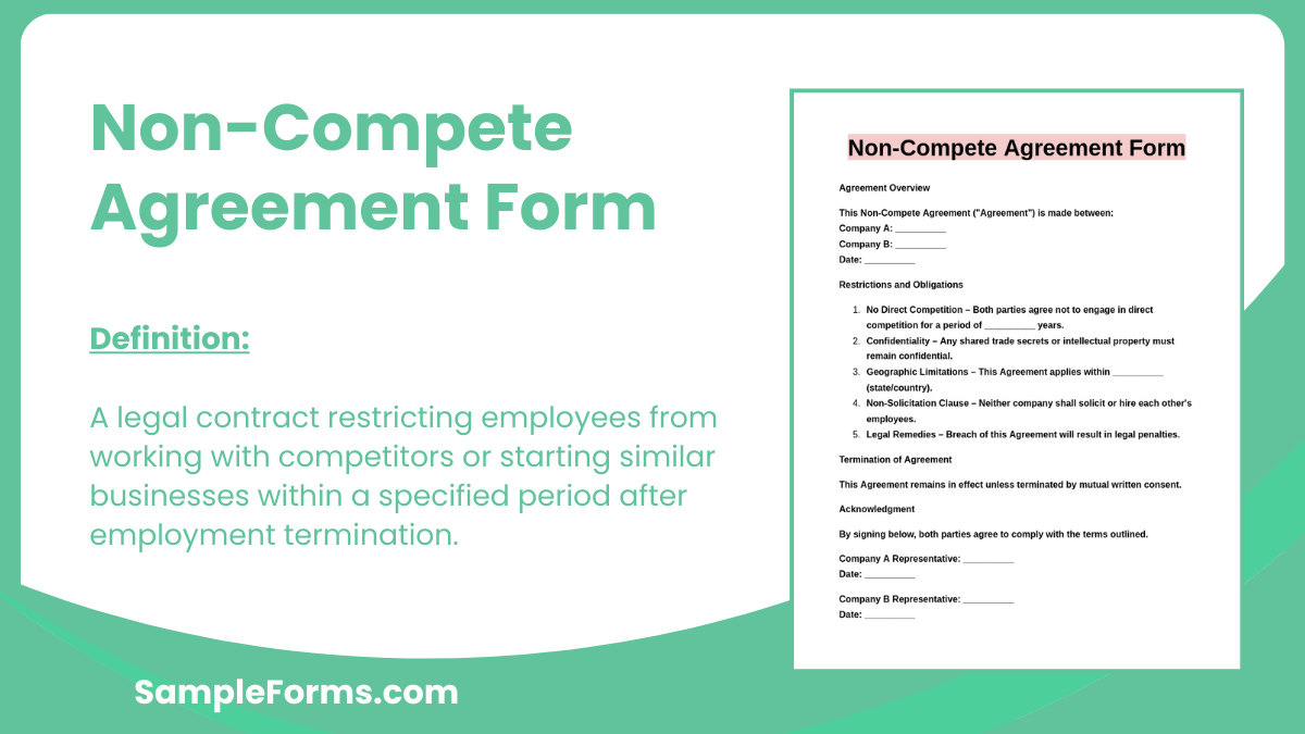 FREE 12 Non Compete Agreement Form Samples PDF MS Word Google Docs