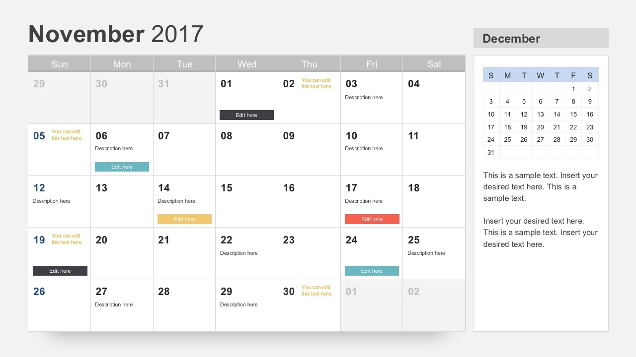 Free 2017 PowerPoint Calendar Slides SlideModel
