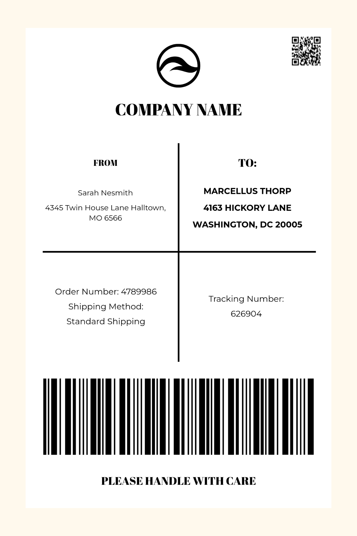 Free 4x6 Shipping Label Template To Edit Online