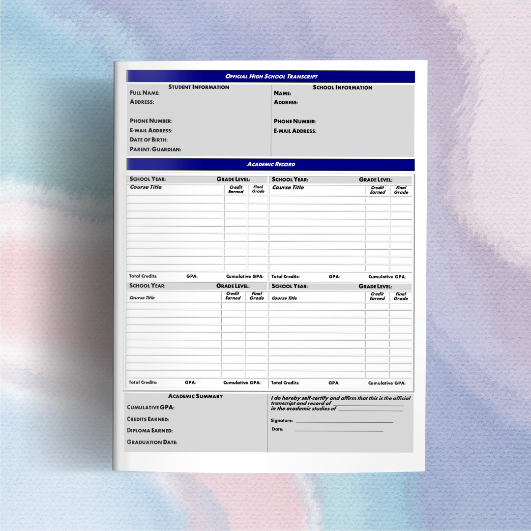 FREE Academic Transcript Template All In One Curriculum FREE Academic Transcript Template All In One Curriculum