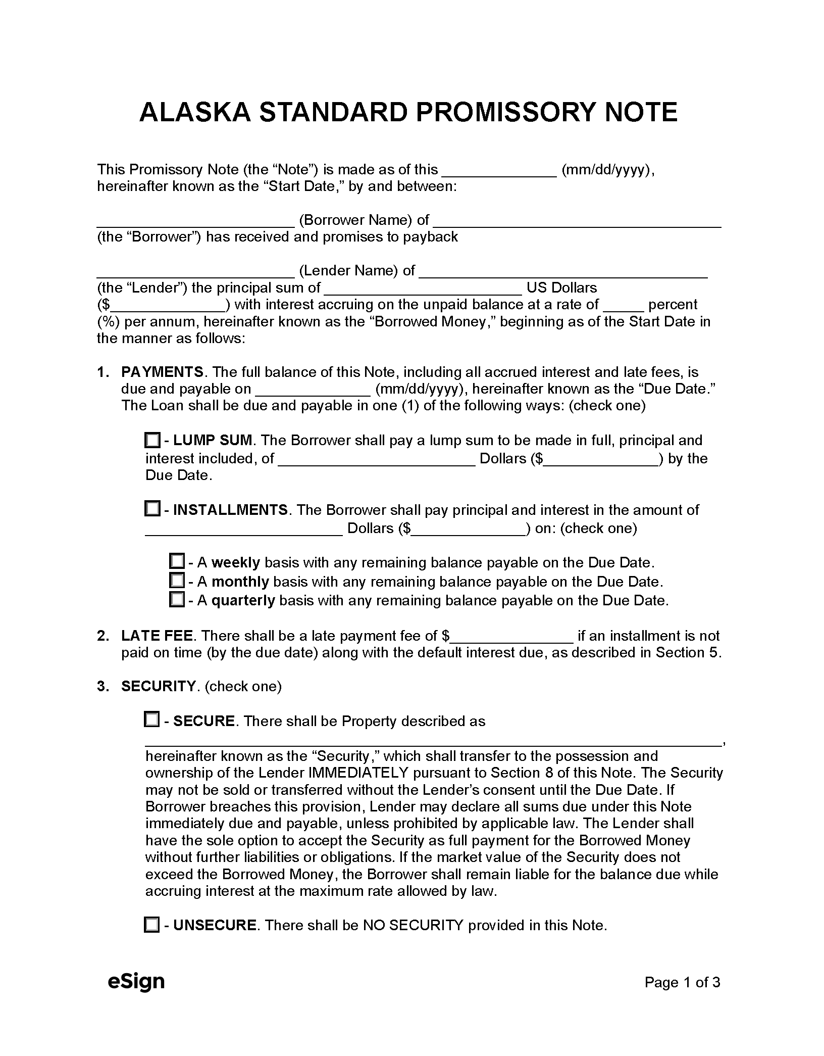 Free Alaska Promissory Note Template PDF Word Free Alaska Promissory Note Template PDF Word