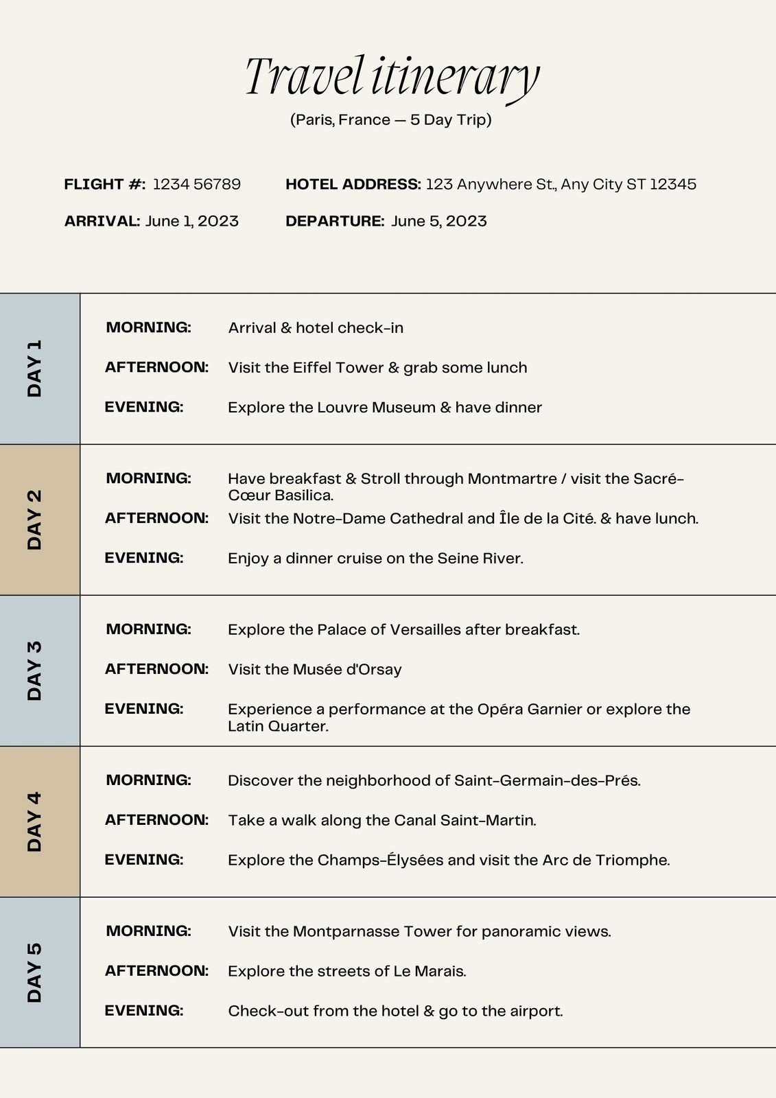 Free And Customizable Itinerary Templates Canva