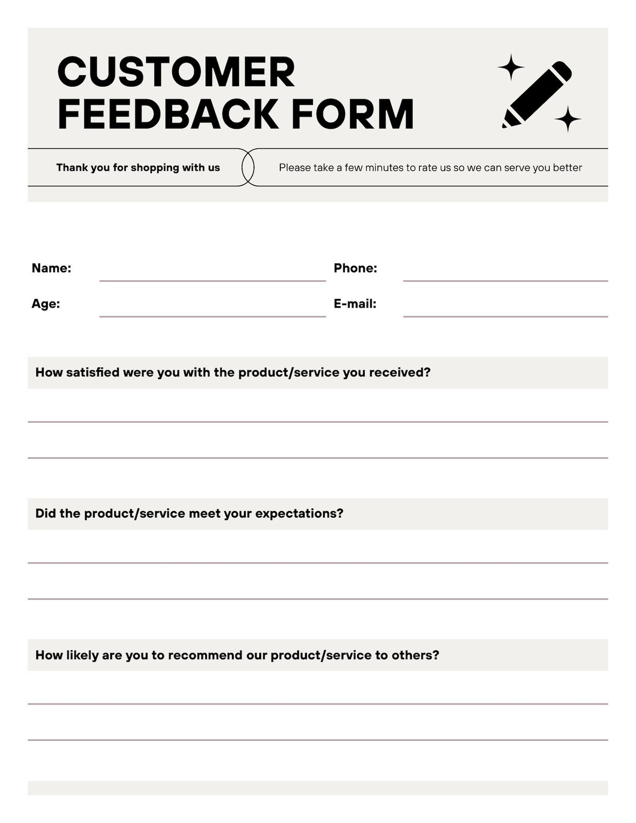 feedback form template