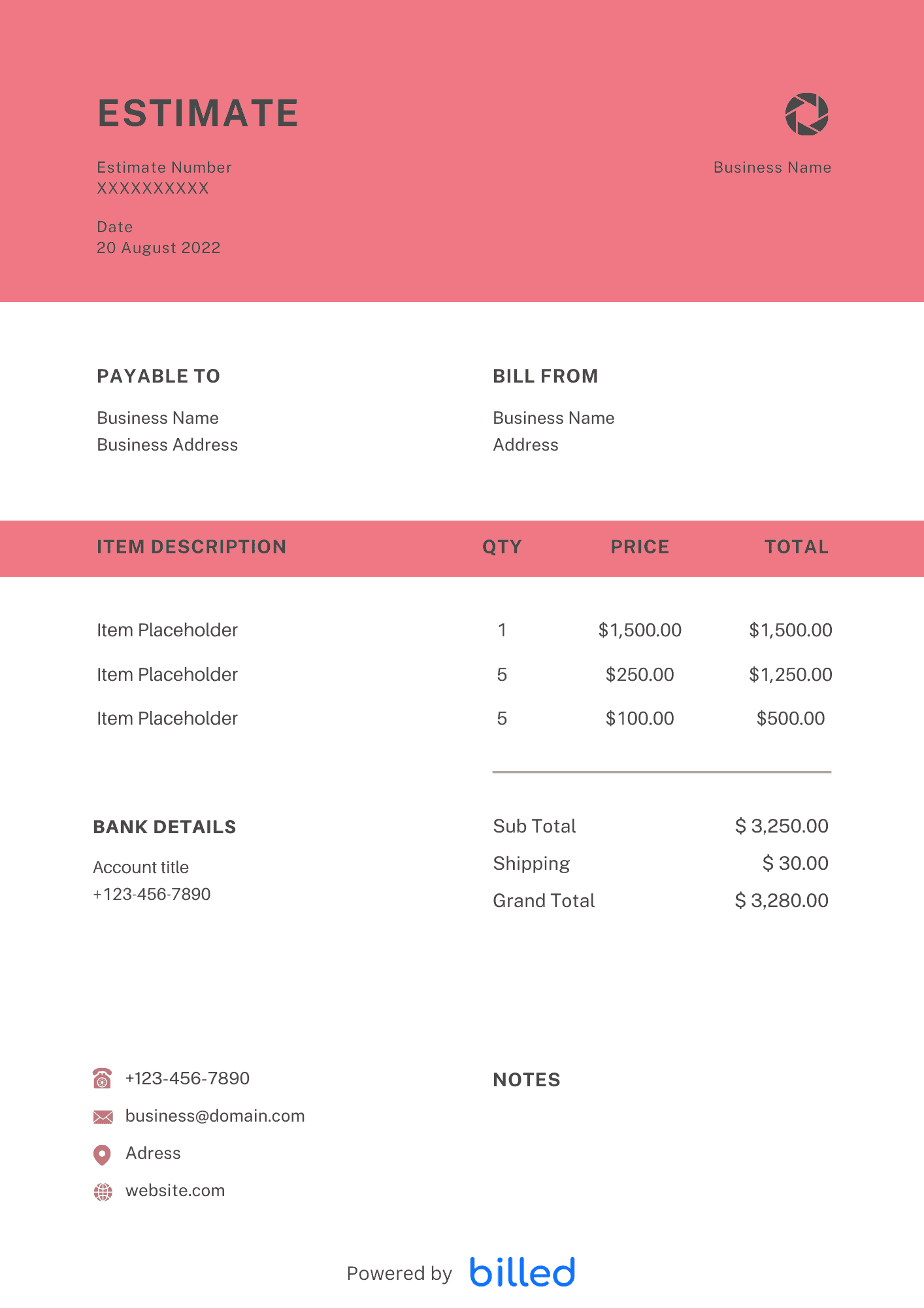 Free Bathroom Remodeling Estimate Template Billed