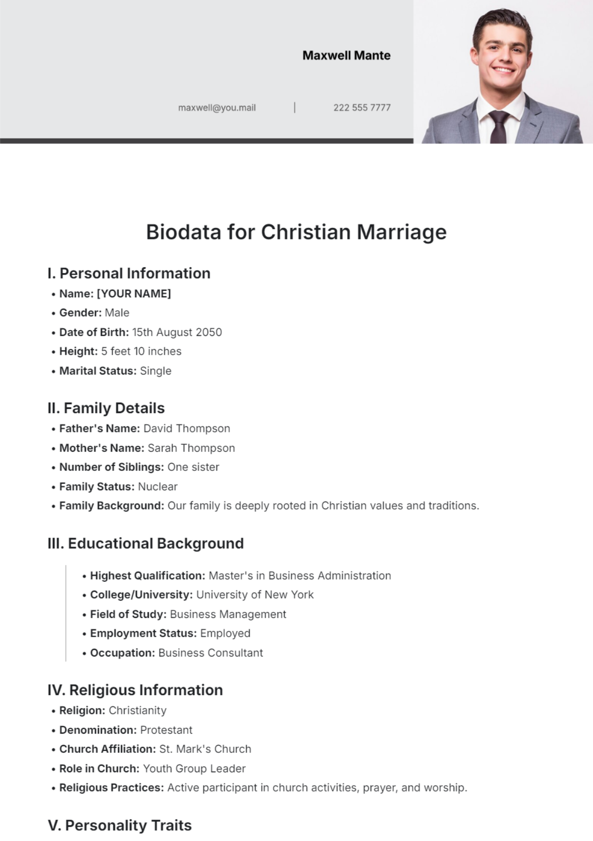 marriage biodata template