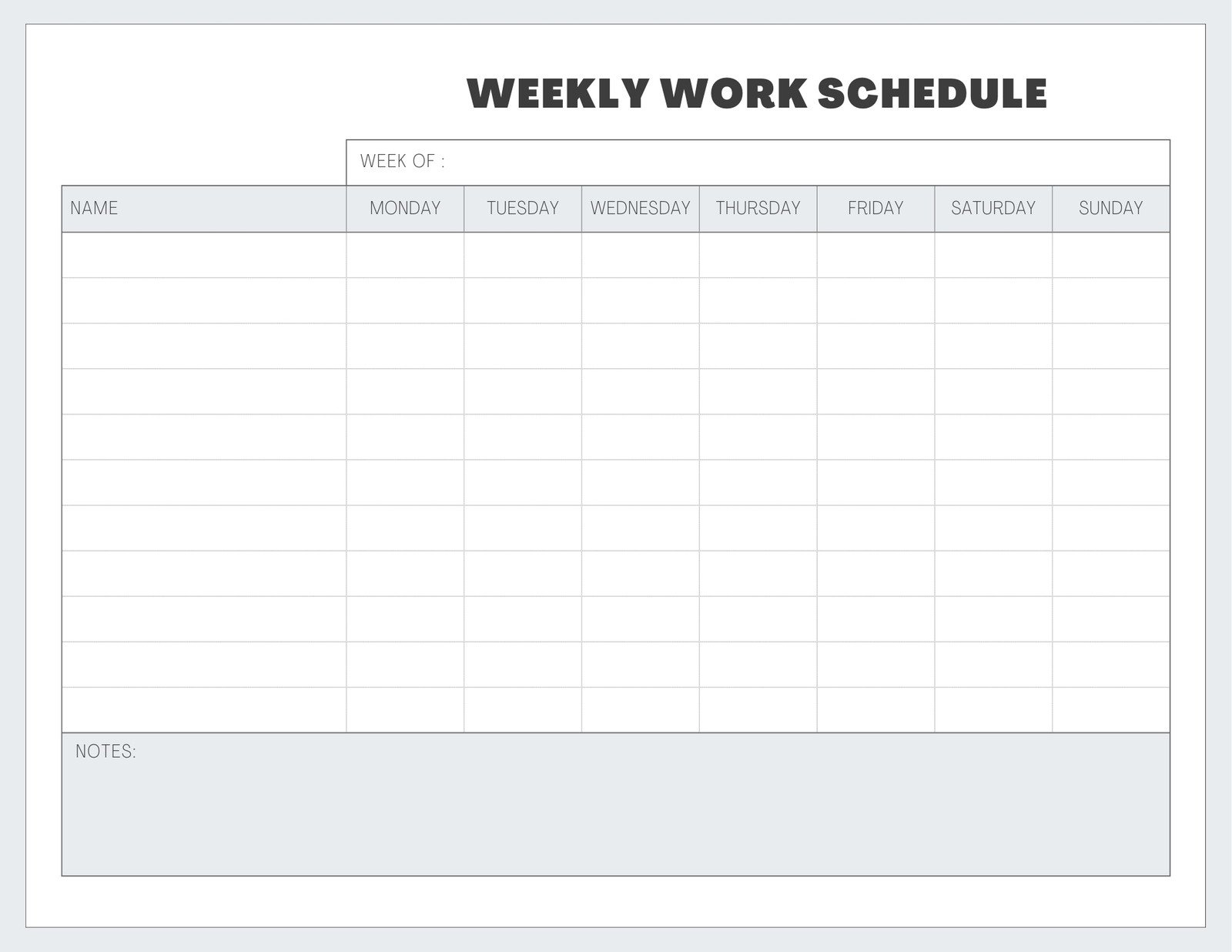 shift schedule template
