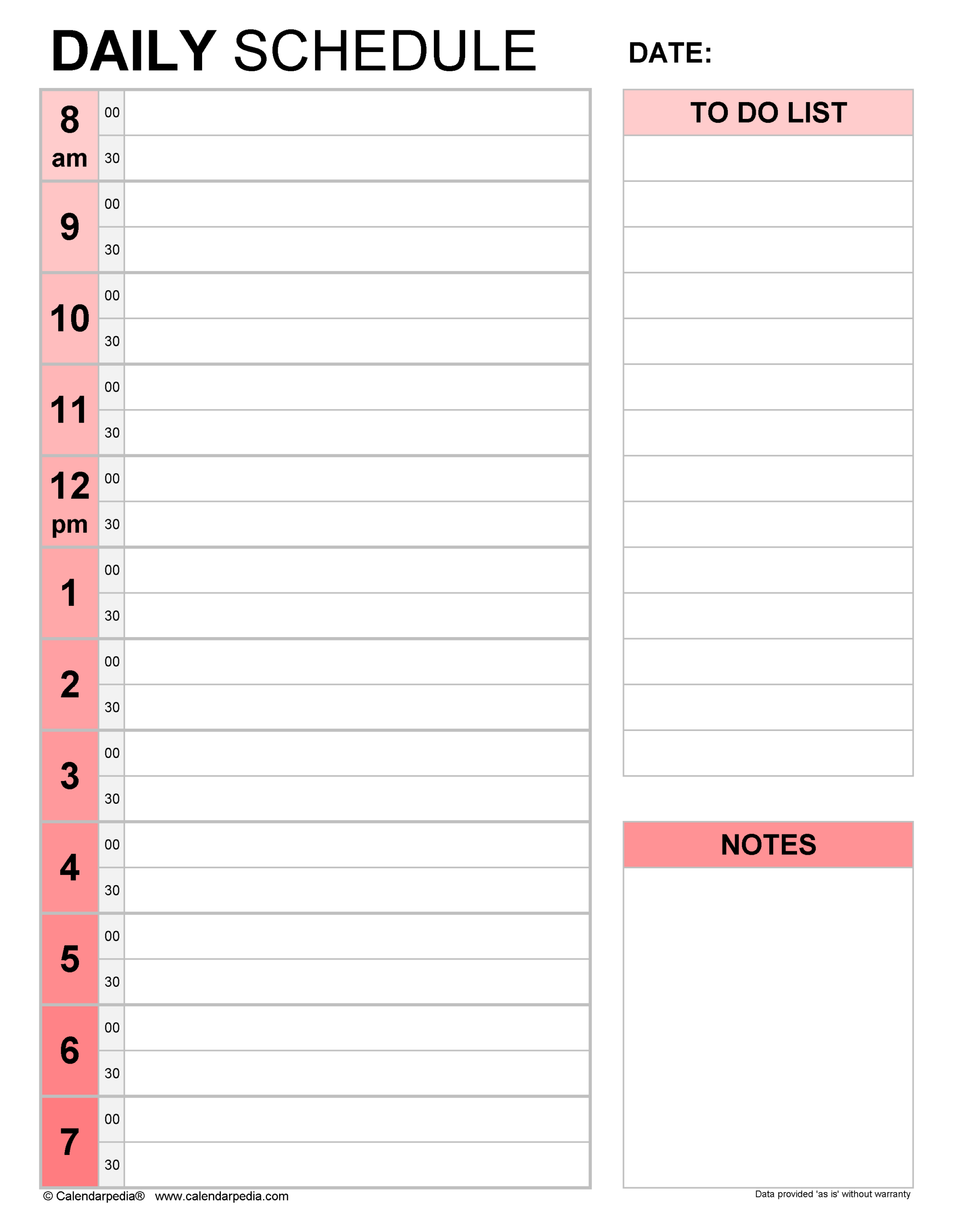 Free Daily Schedules In PDF Format 30 Templates