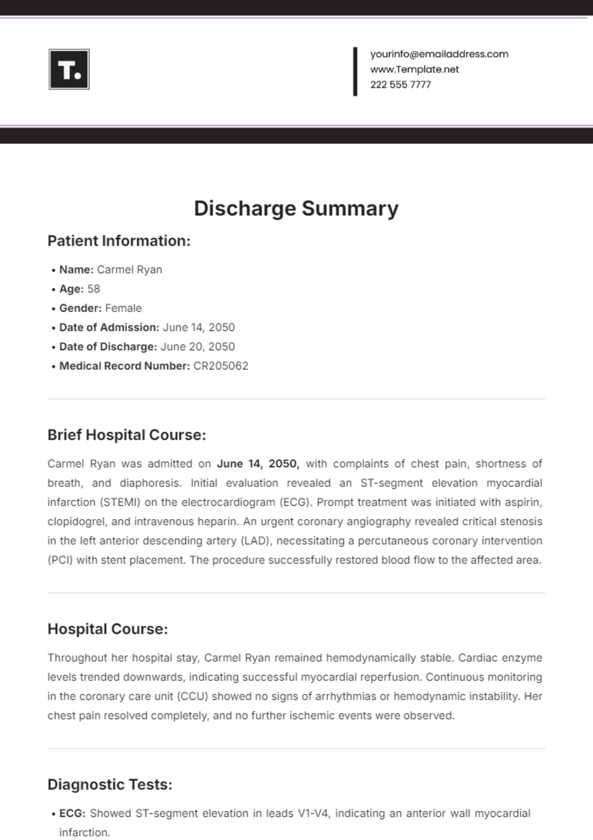 Free Discharge Summary Template To Edit Online