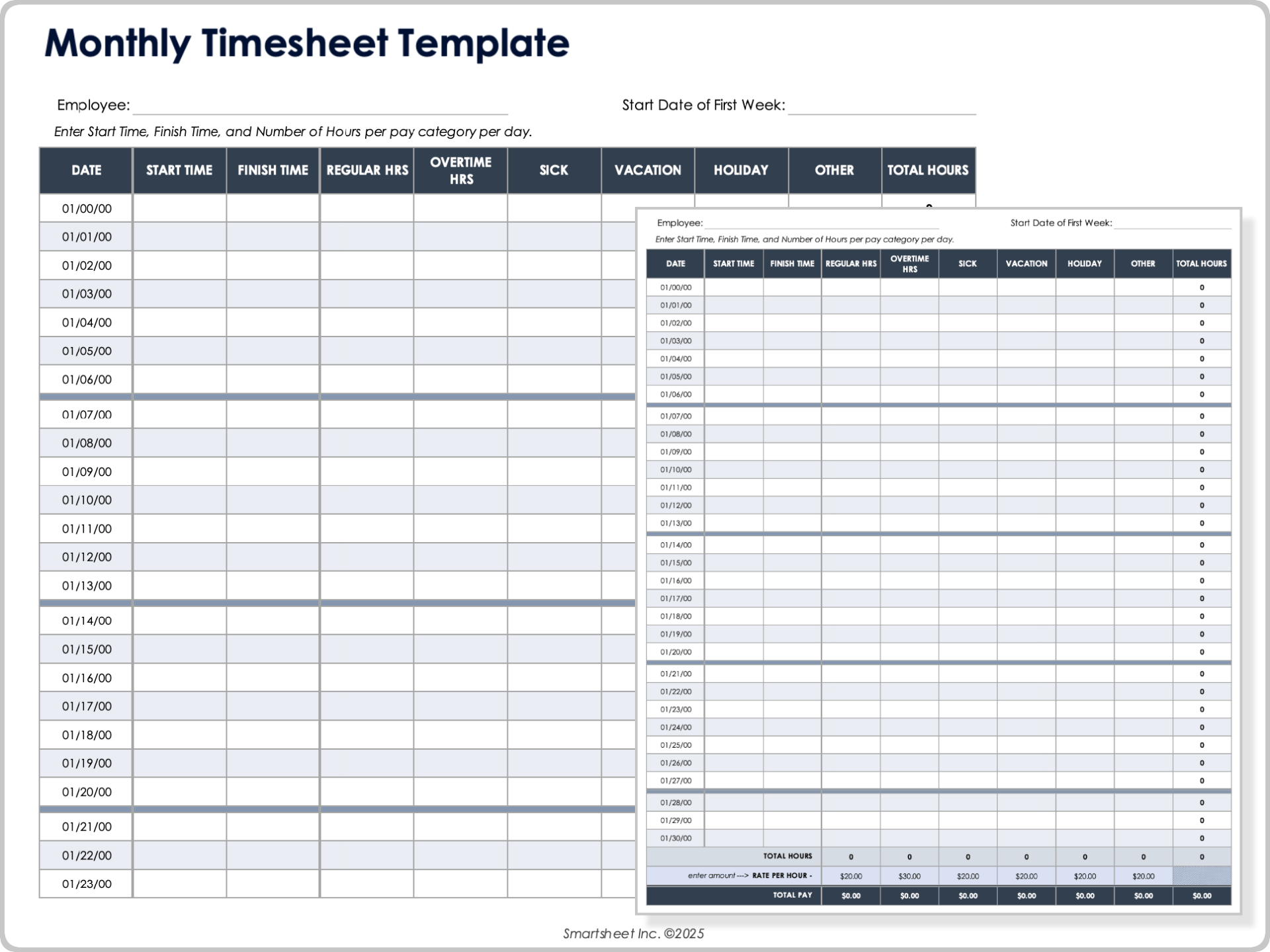 Free Excel Timesheet Templates