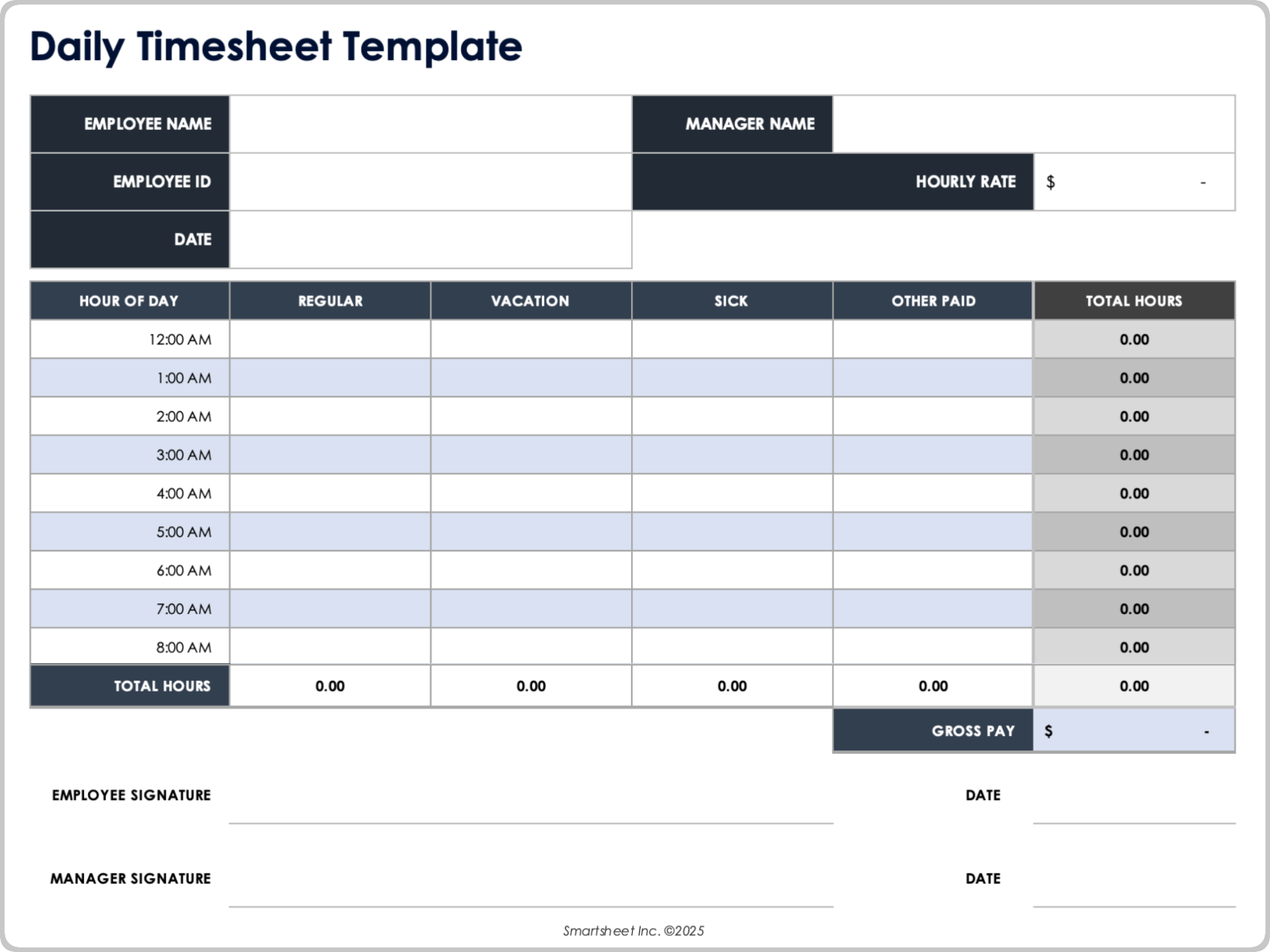 Free Excel Timesheet Templates