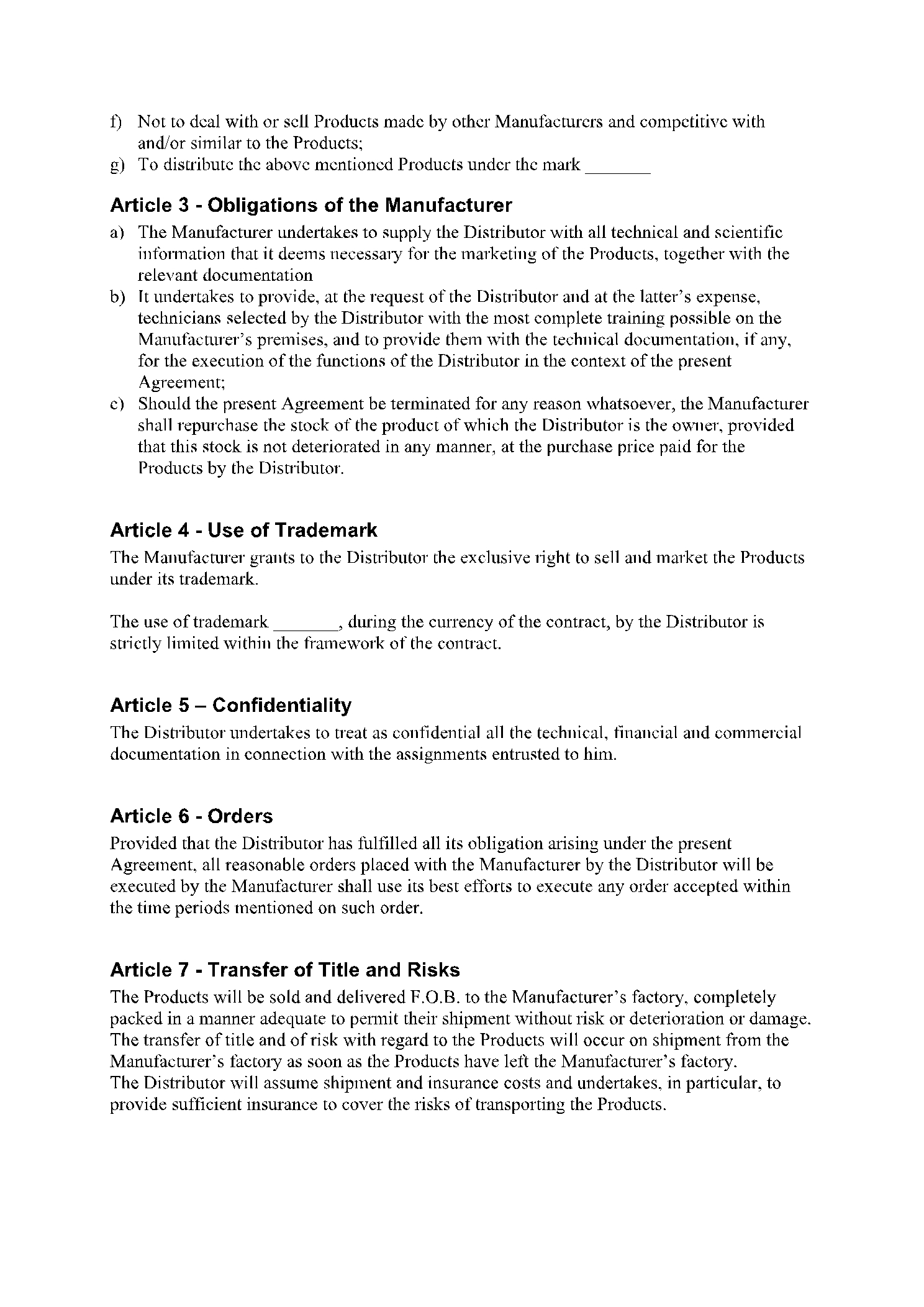 Free Exclusive Distribution Agreement Template 2021 Updated 