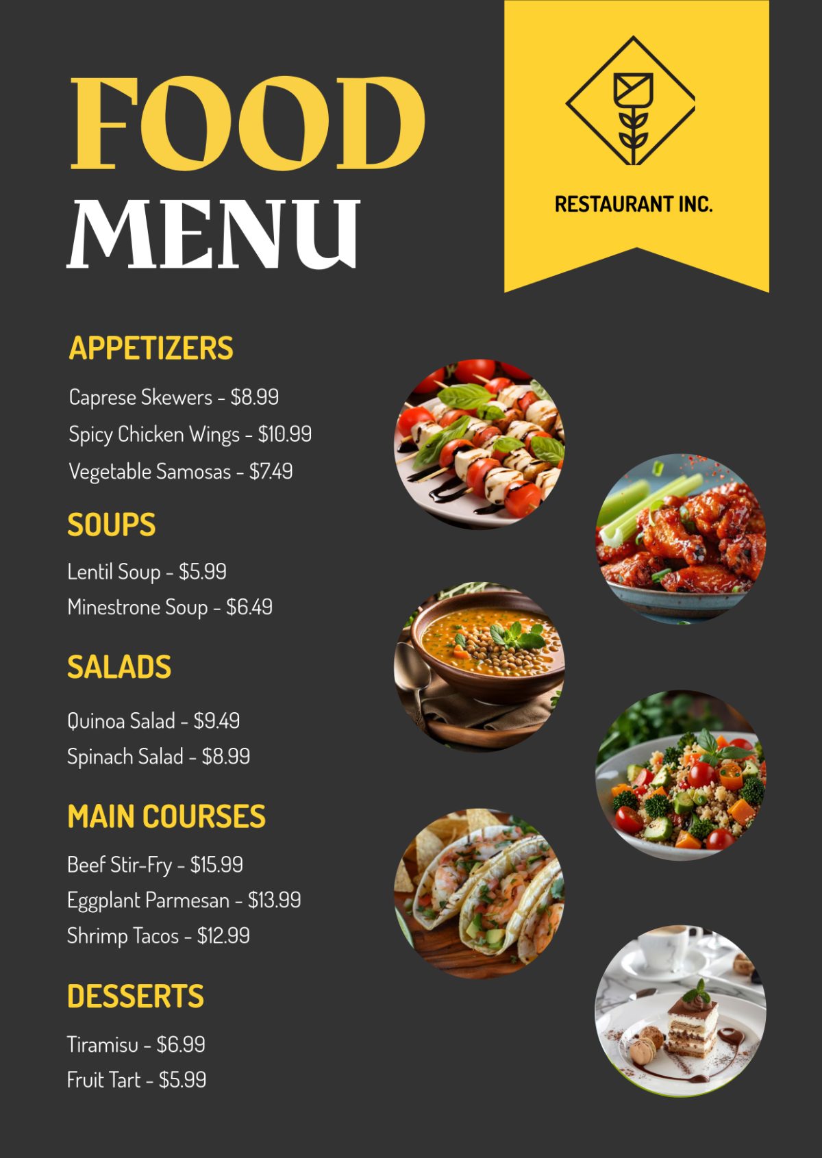 Free Food Menu Design Template To Edit Online