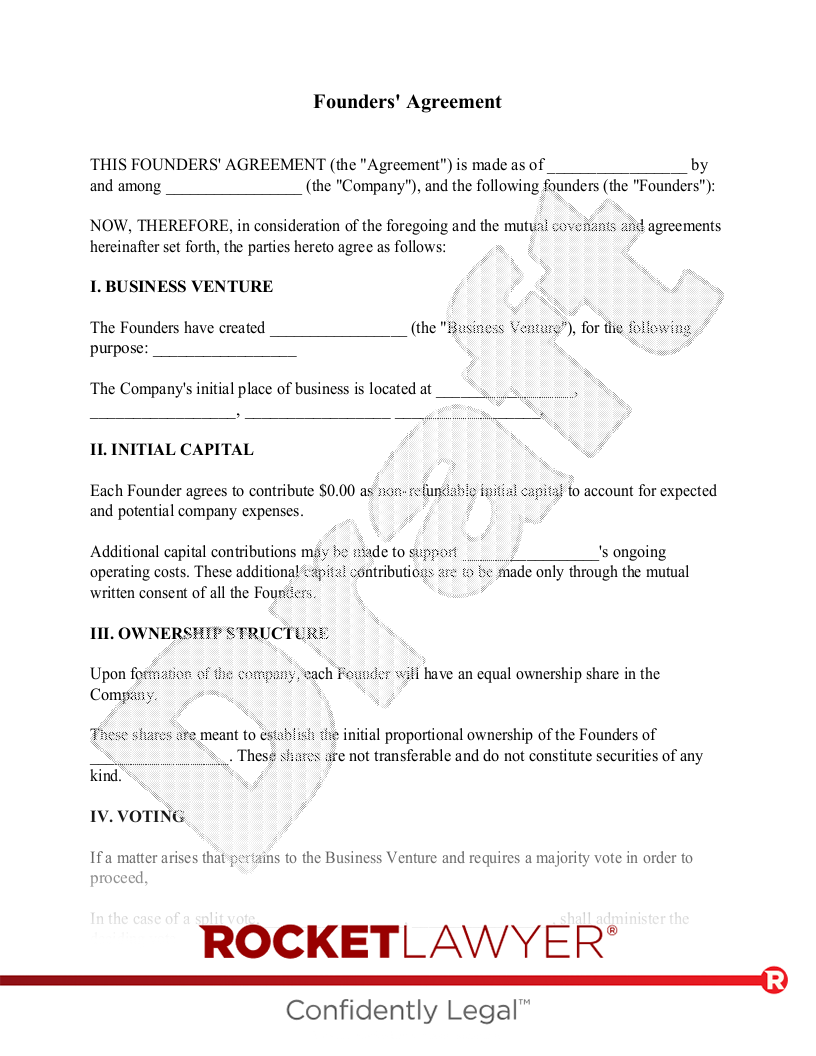 Free Founders Agreement Template FAQs Rocket Lawyer Free Founders Agreement Template FAQs Rocket Lawyer