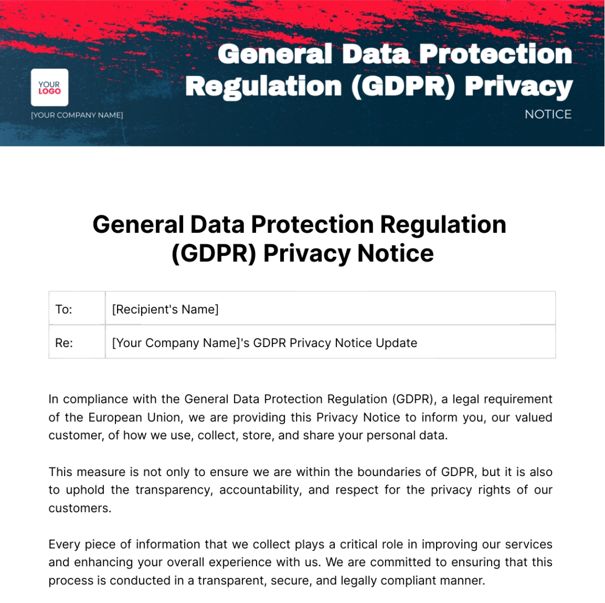 Free General Data Protection Regulation GDPR Privacy Notice Template To Edit Online Free General Data Protection Regulation GDPR Privacy Notice Template To Edit Online