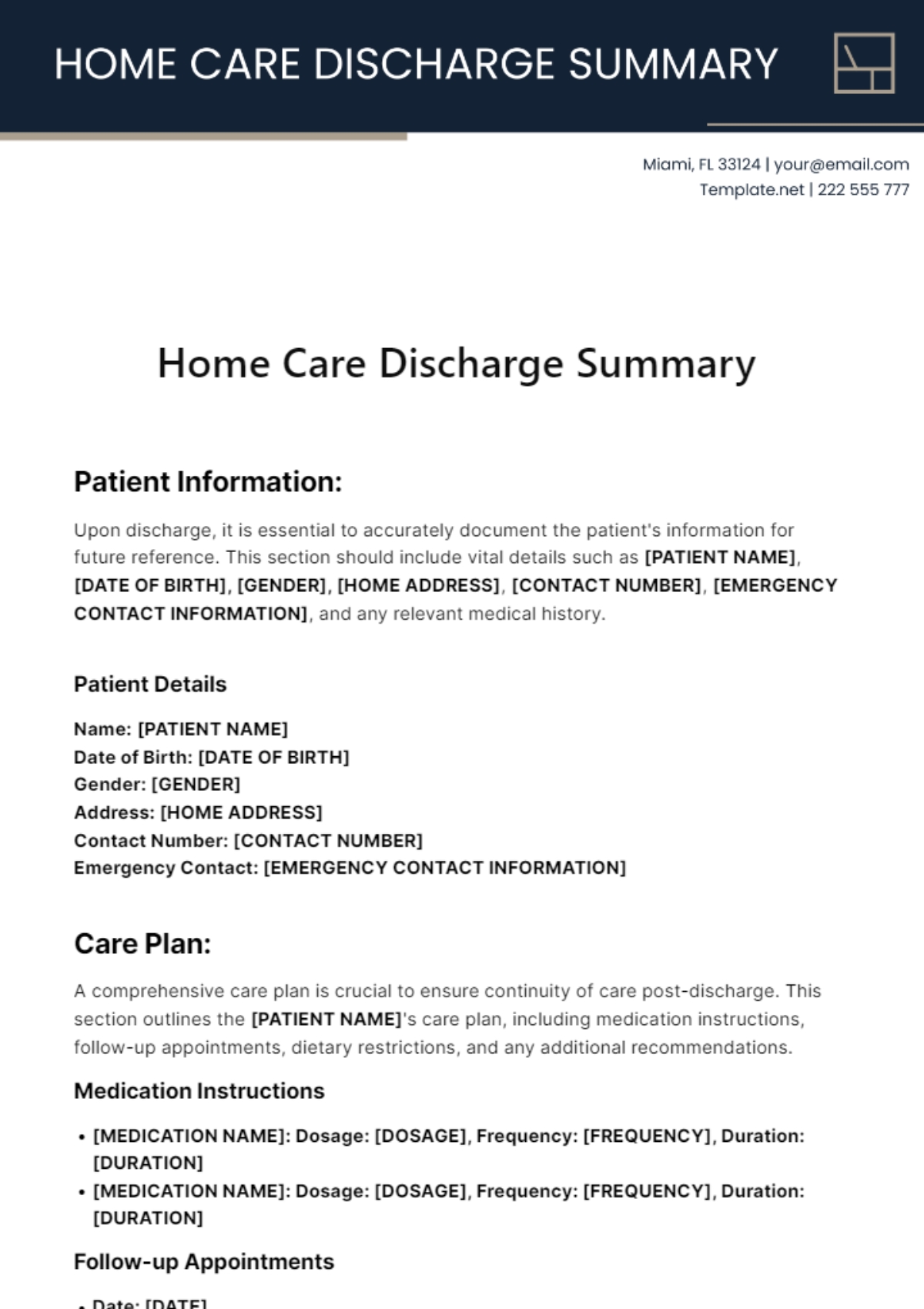 Free Home Care Discharge Summary Template To Edit Online