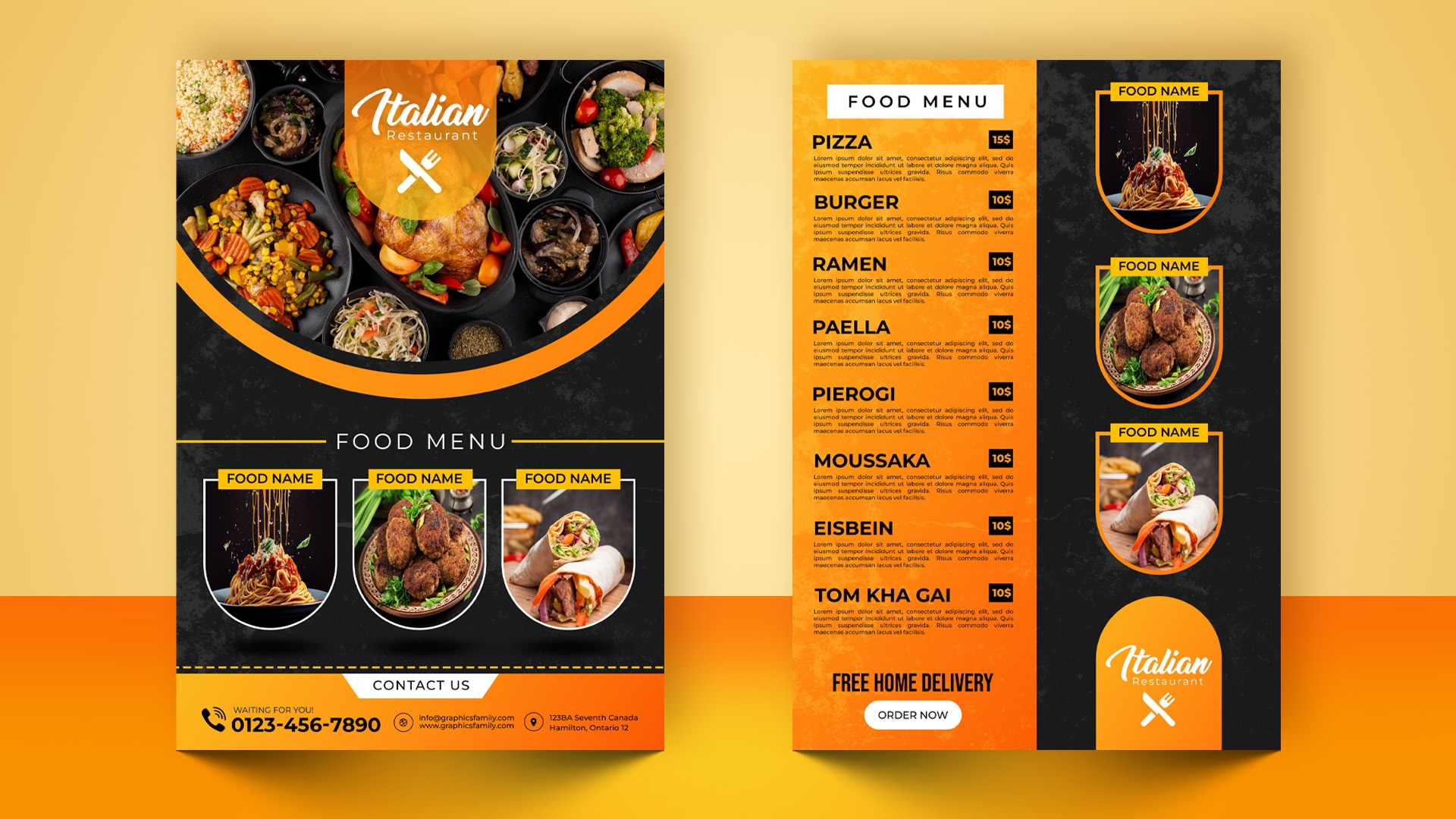 Free Italian Restaurant Menu Template Design GraphicsFamily
