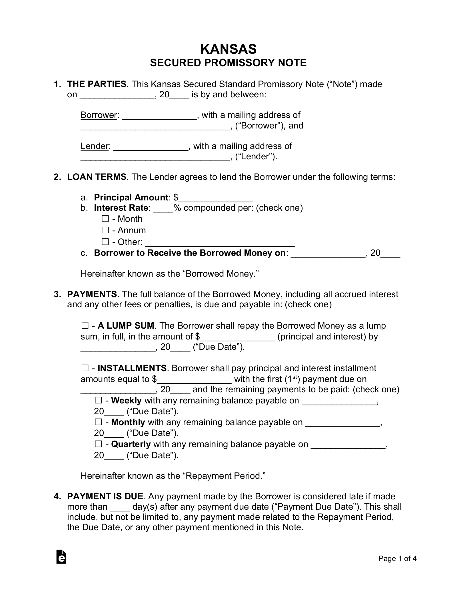 Free Kansas Promissory Note Templates PDF Word EForms Free Kansas Promissory Note Templates PDF Word EForms