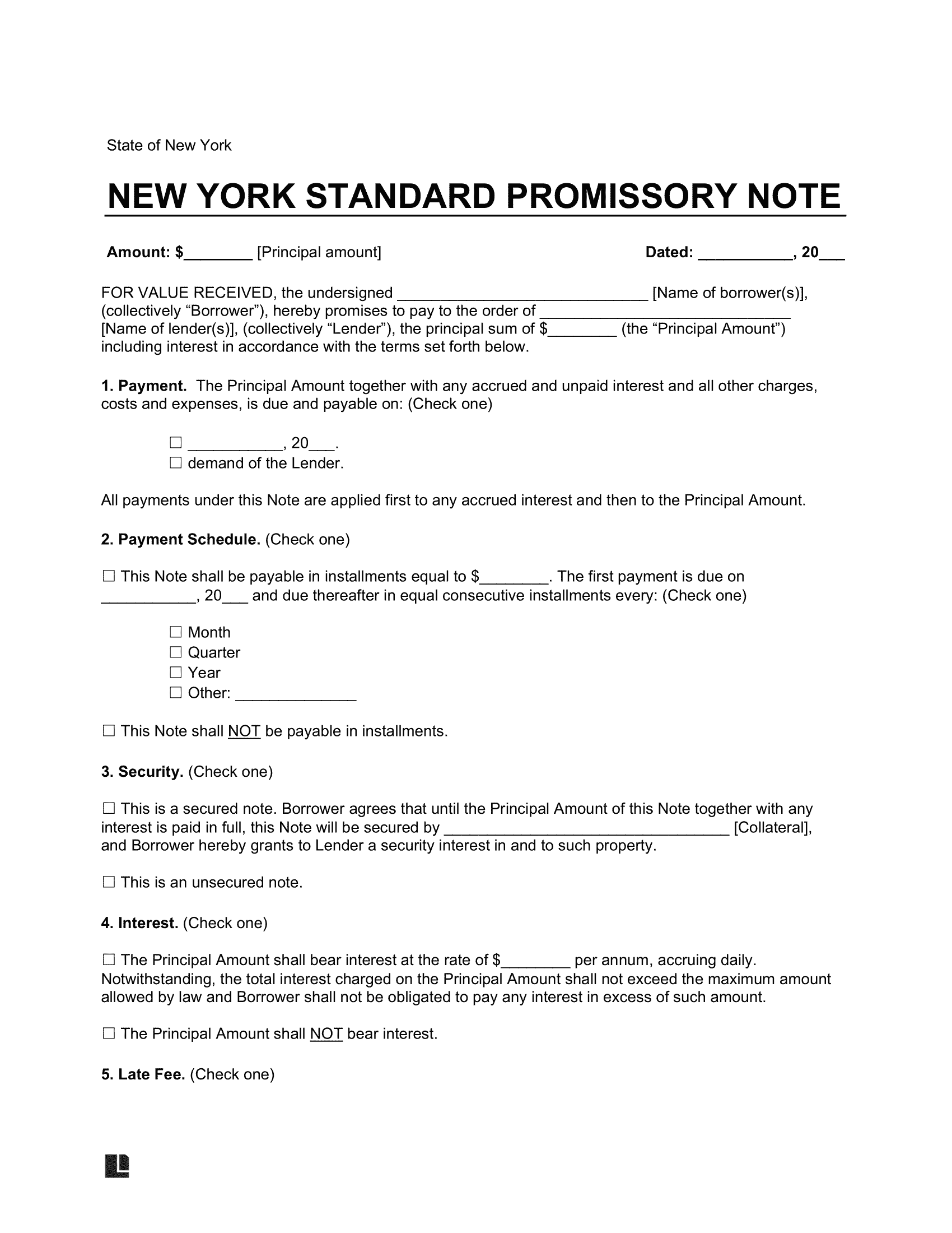 promissory note templates