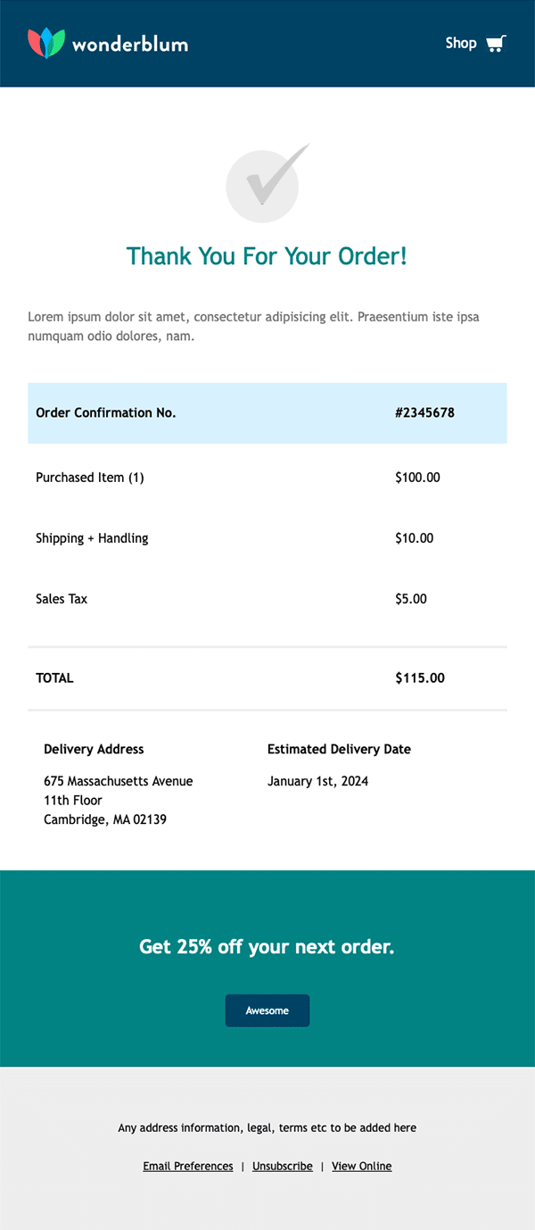 Free Order Confirmation Email Template Litmus