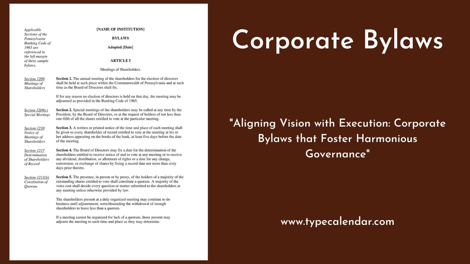 Free Printable Corporate Bylaws Templates Word PDF 