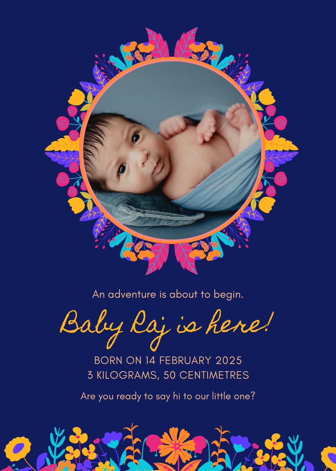 Free Printable Customizable Birth Announcement Templates Canva