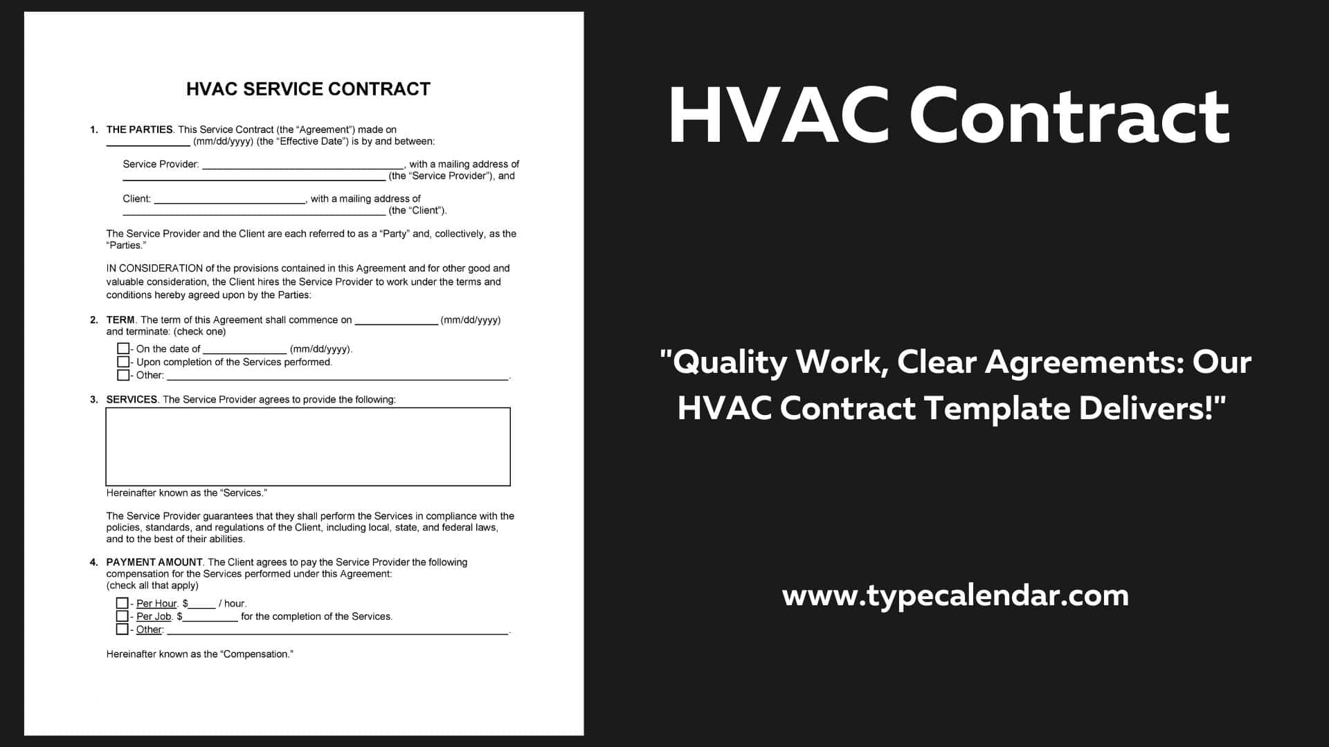 Free Printable HVAC Contract Agreement Templates Service Maintenance 