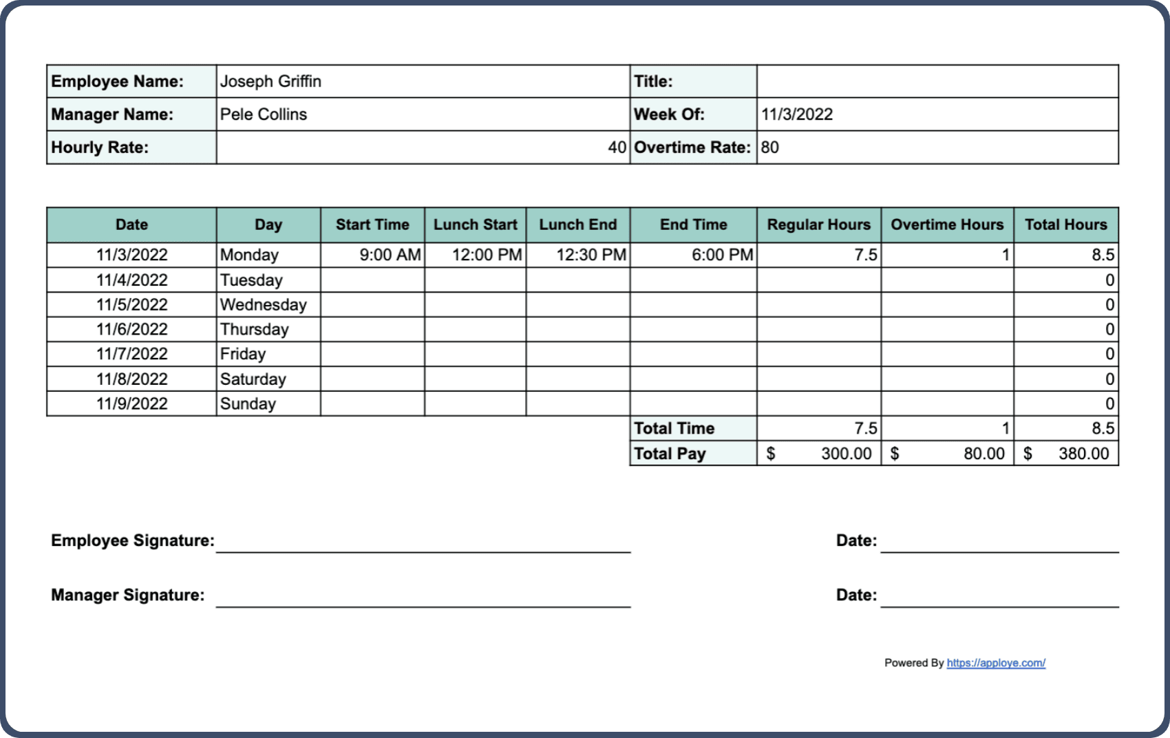 daily timesheet excel template