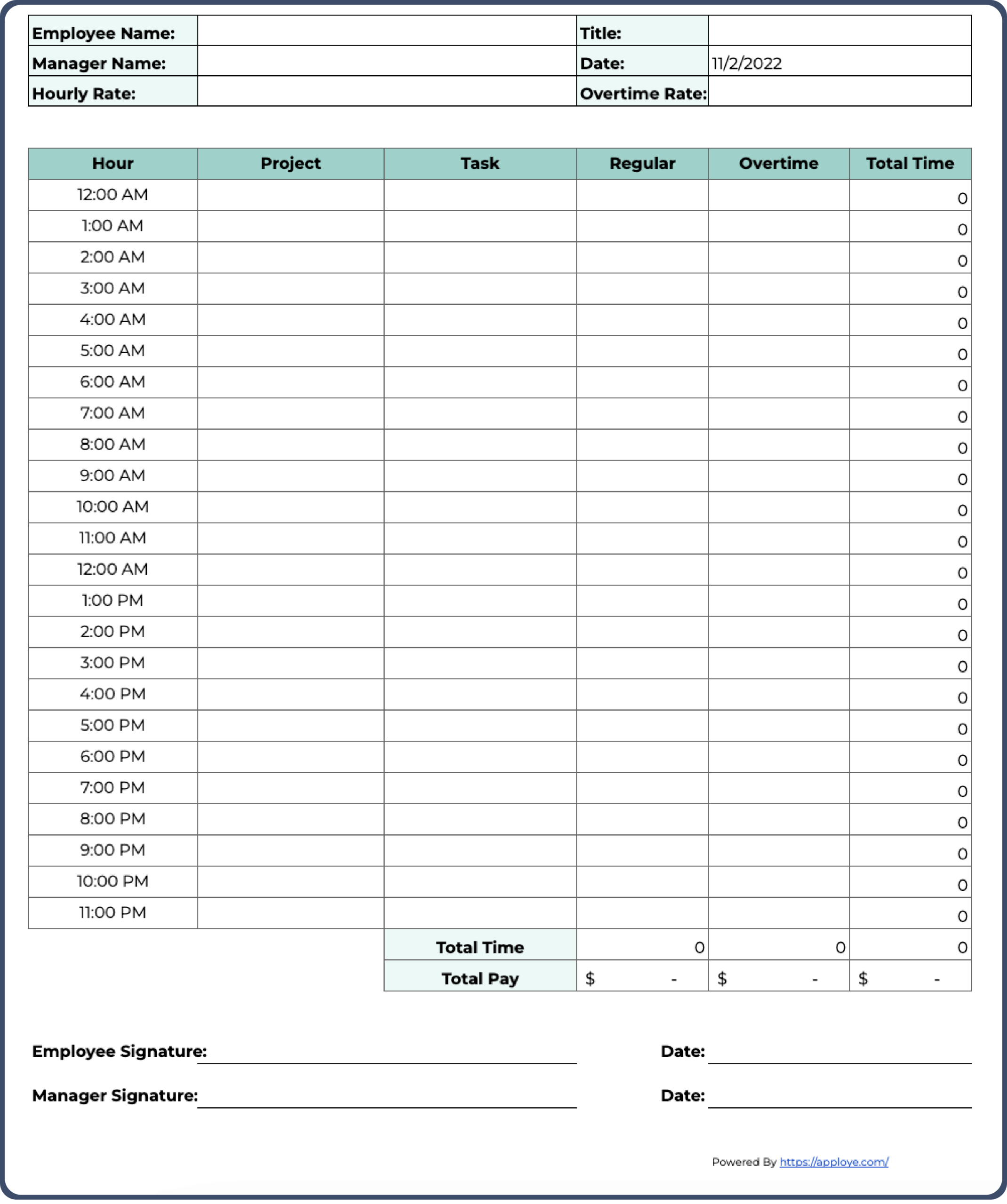 Free Printable Timesheet Templates Excel Word PDF