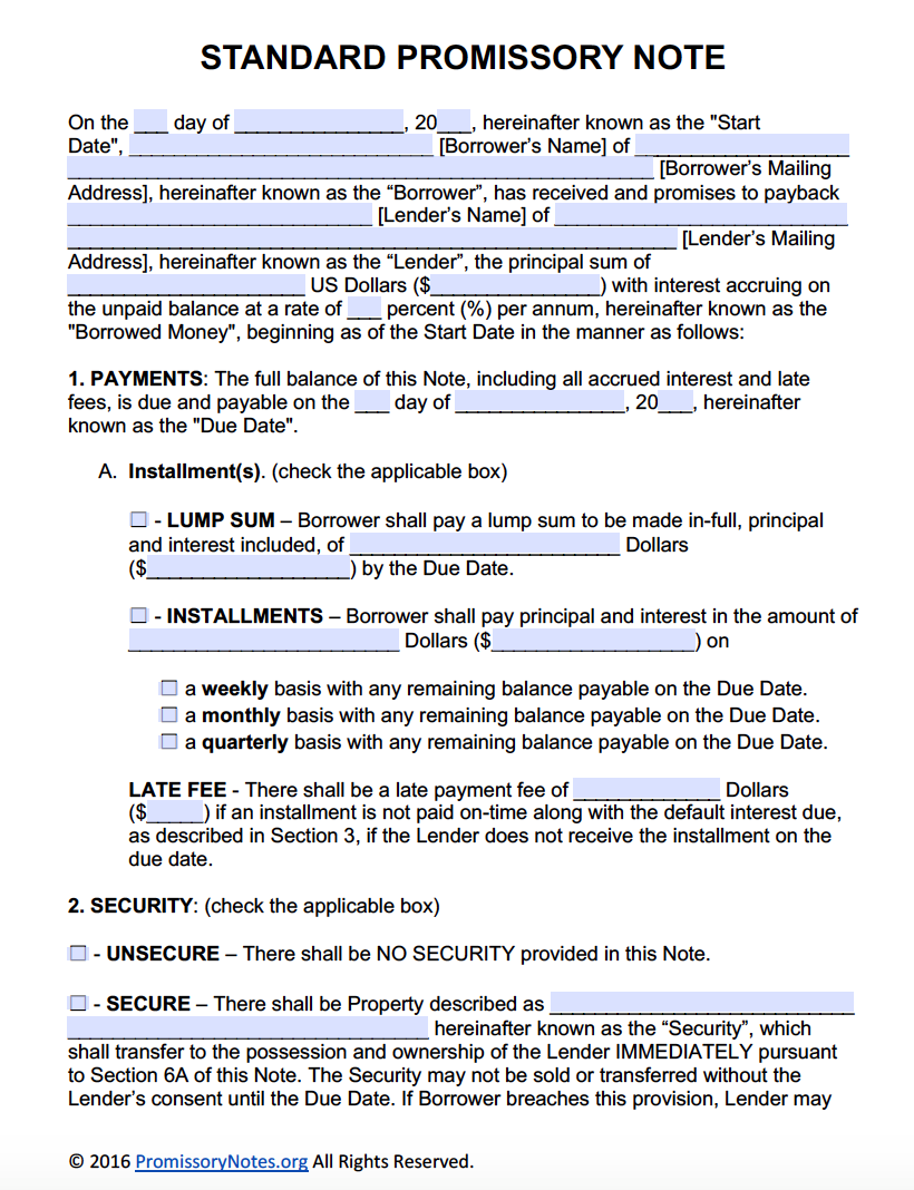 Free Promissory Note Template Adobe PDF Microsoft Word Promissory Notes Promissory Notes