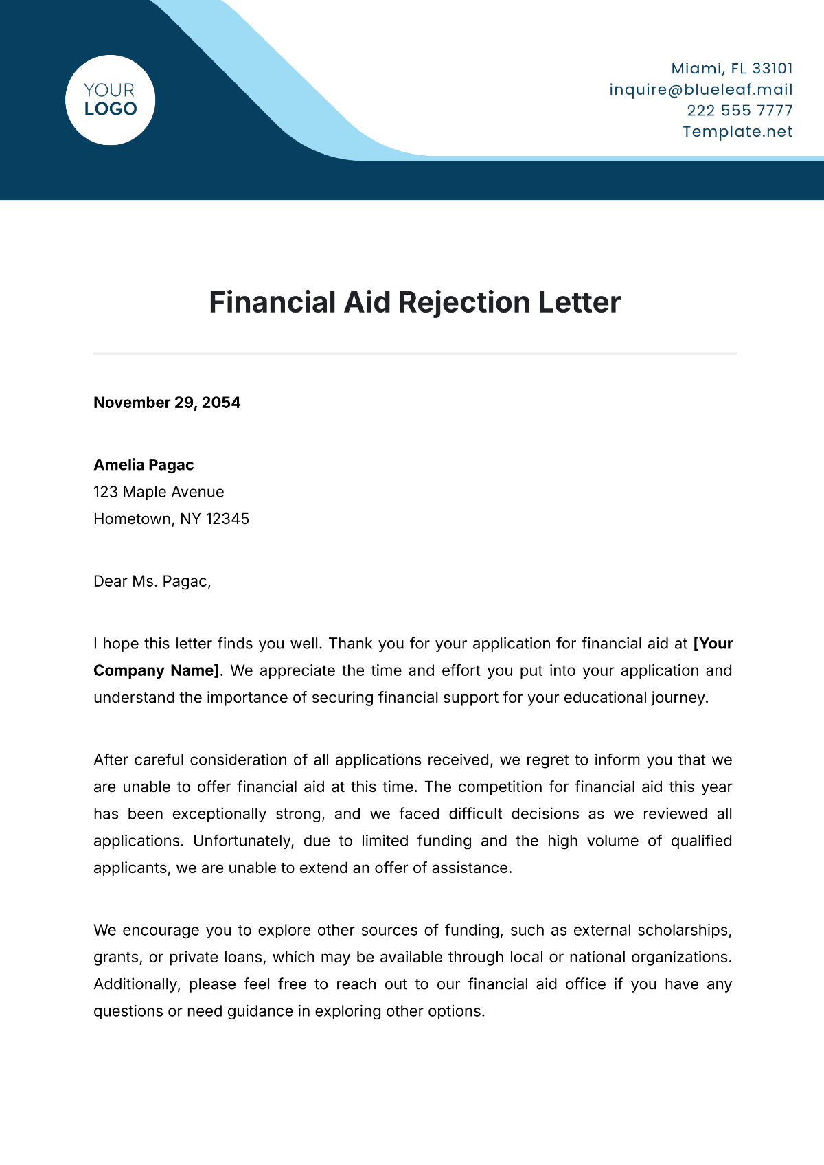 Free Rejection Letter Templates Editable And Printable Free Rejection Letter Templates Editable And Printable