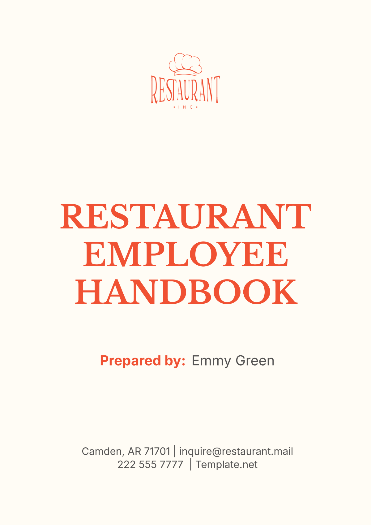 Free Restaurant Employee Handbook Template To Edit Online