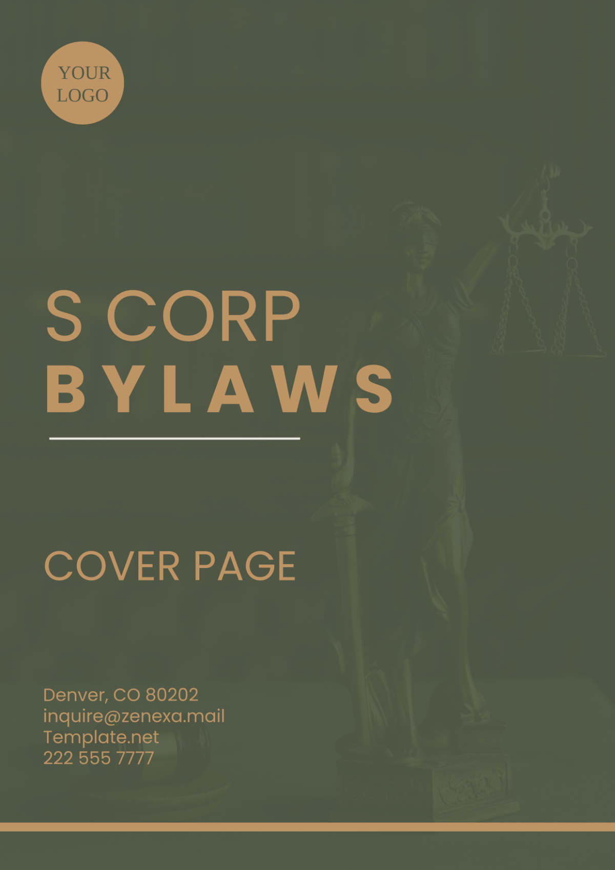 Free S Corp Bylaws Cover Page Template To Edit Online