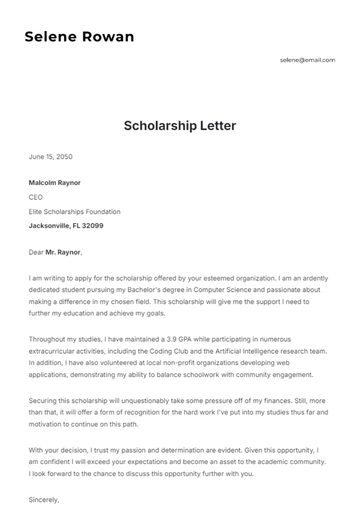 Free Scholarship Letter Templates Editable And Printable Free Scholarship Letter Templates Editable And Printable
