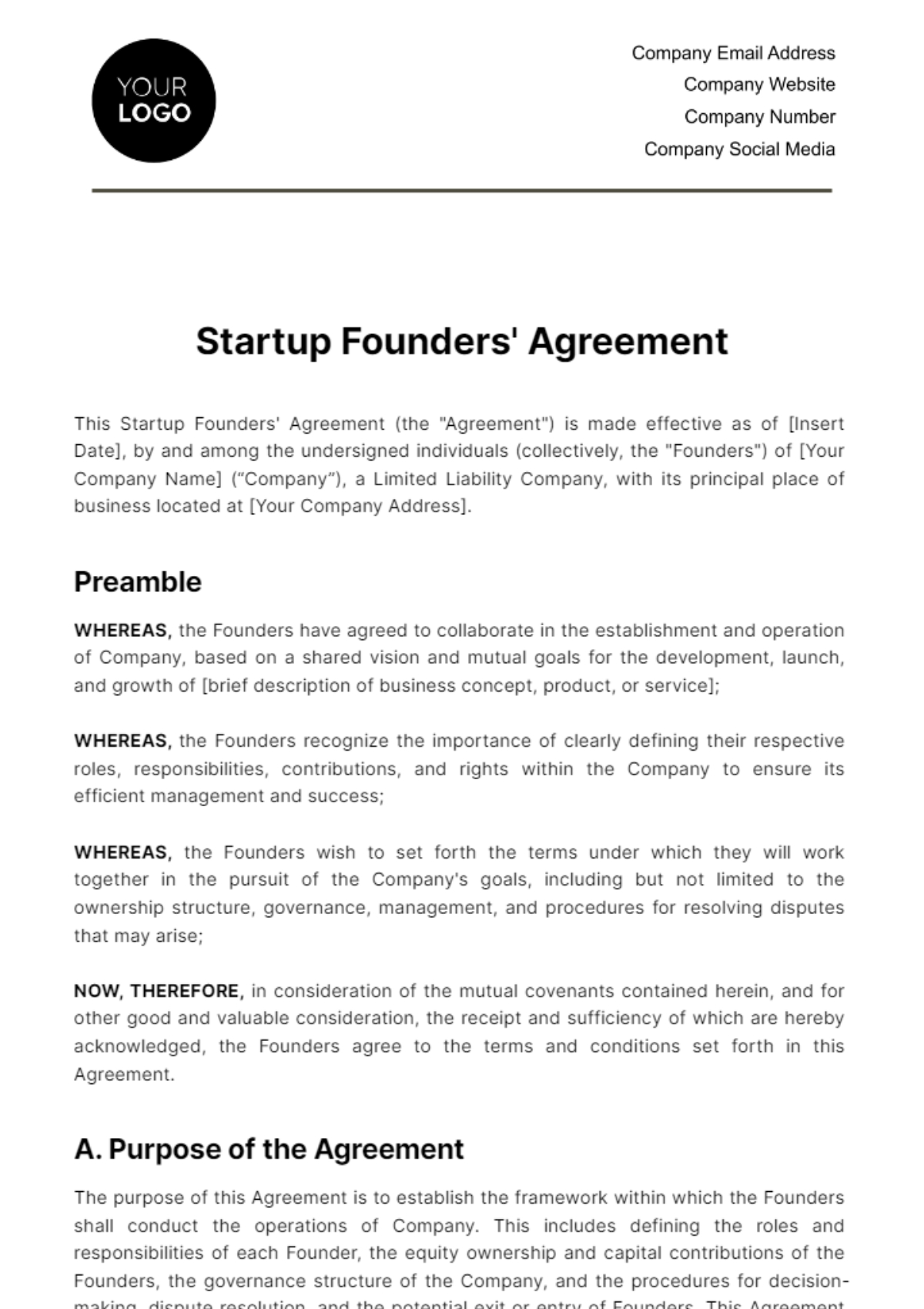 Free Startup Founders Agreement Template To Edit Online Free Startup Founders Agreement Template To Edit Online