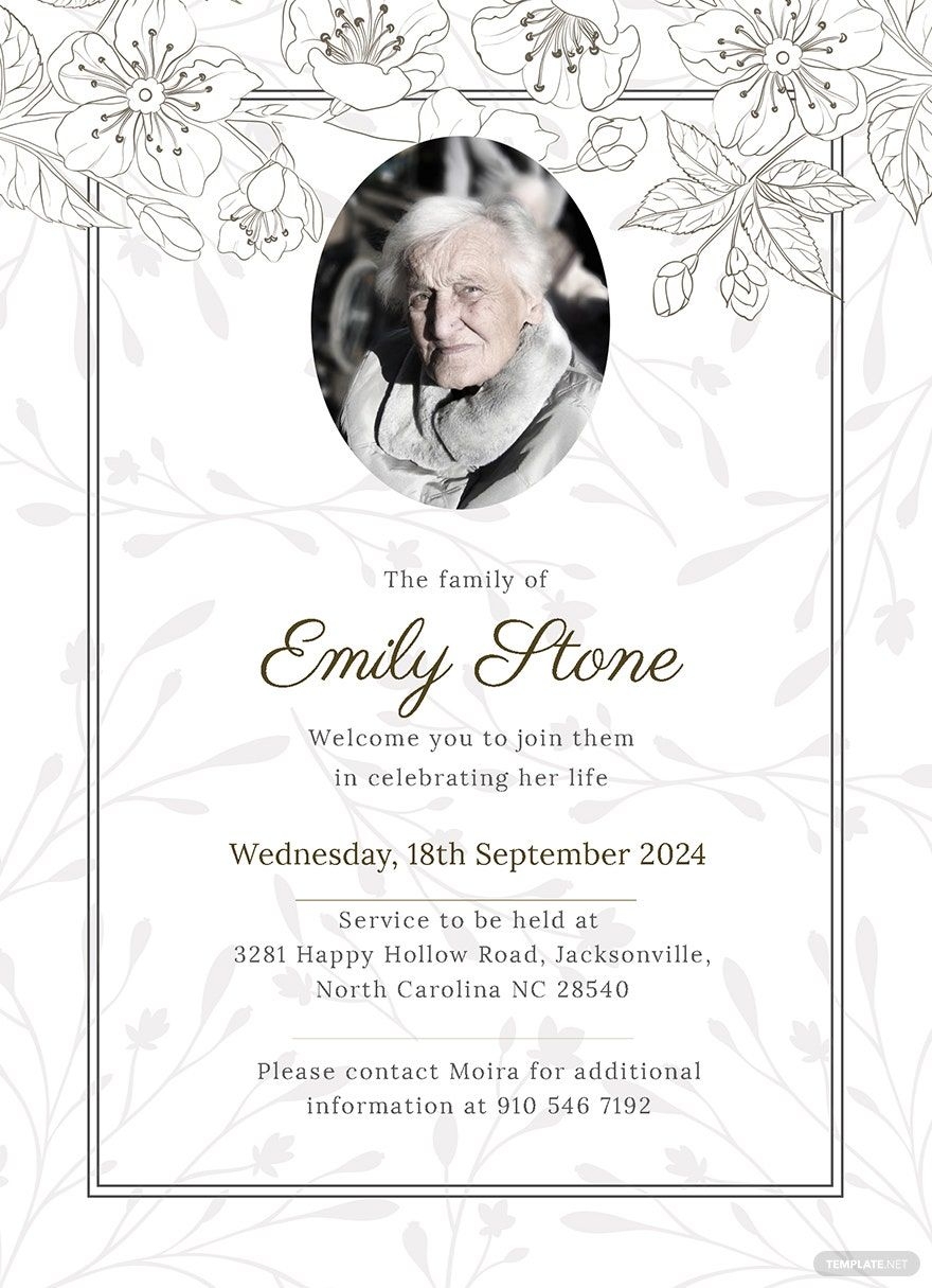 Funeral Announcement Invitation Template In PSD Pages Illustrator Outlook Google Docs Word Publisher Download Template Funeral Announcement Invitation Template In PSD Pages Illustrator Outlook Google Docs Word Publisher Download Template