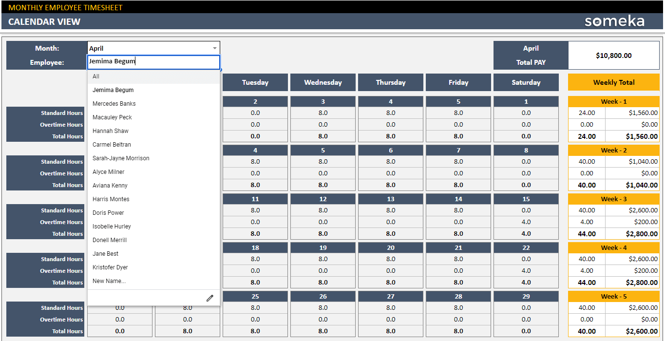 Google Sheets Timesheet Template Printable Timesheets