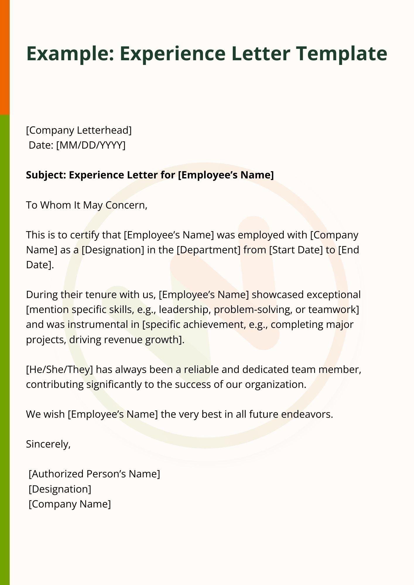 experience letter template experience letter template