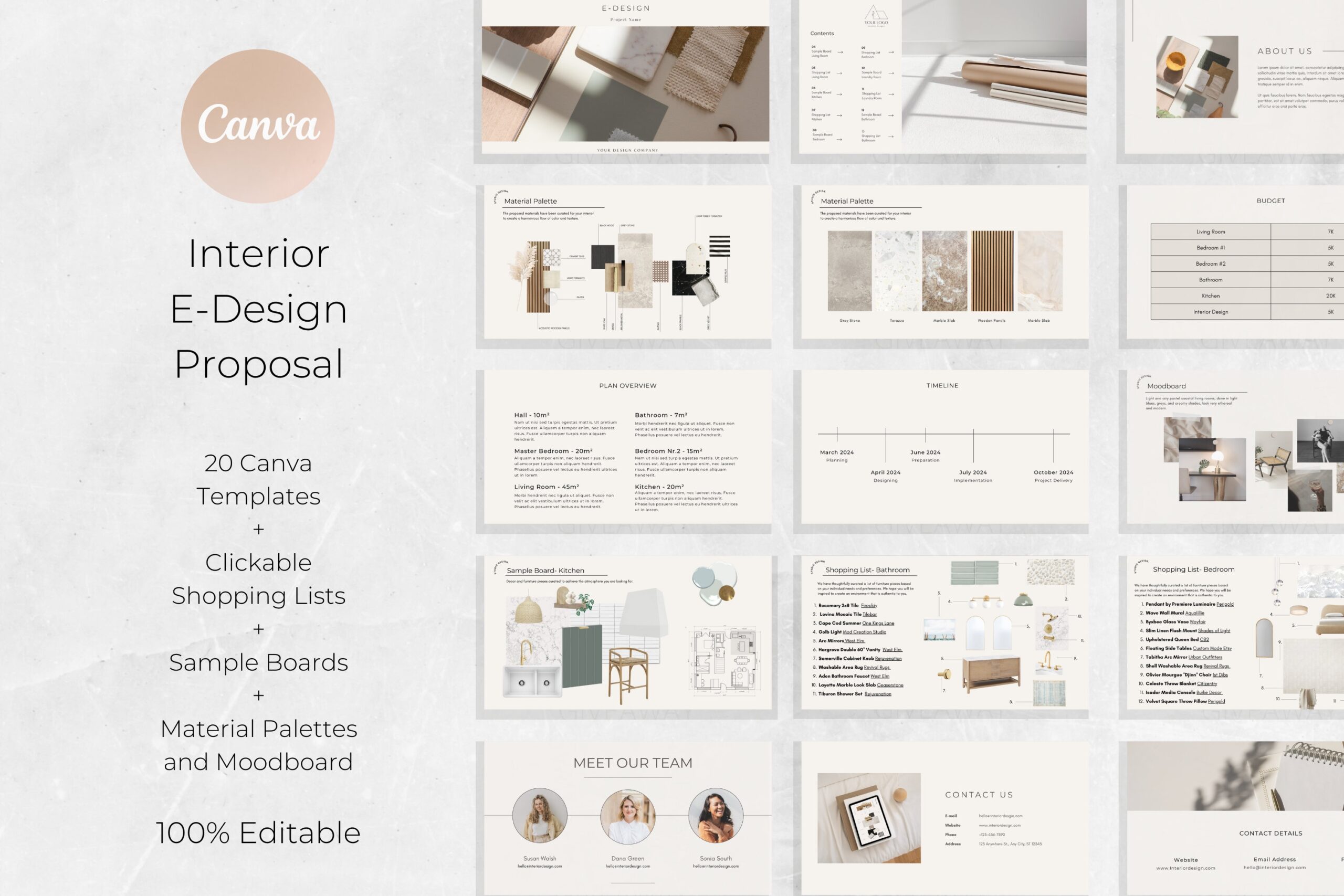 Interior E design Proposal Template Canva Moodboard digital 2026 Update Etsy