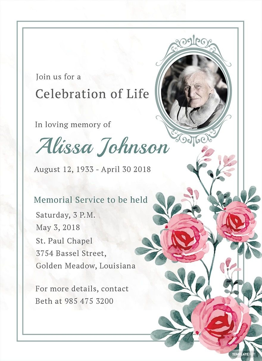 Memorial Service Invitation Template In Pages Outlook Illustrator PSD Google Docs Word Publisher Download Template Memorial Service Invitation Template In Pages Outlook Illustrator PSD Google Docs Word Publisher Download Template